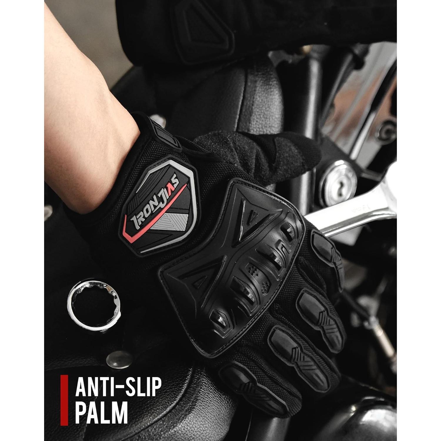 Guantes de Motociclismo BORLENI Táctiles Dedo Completo Medianos