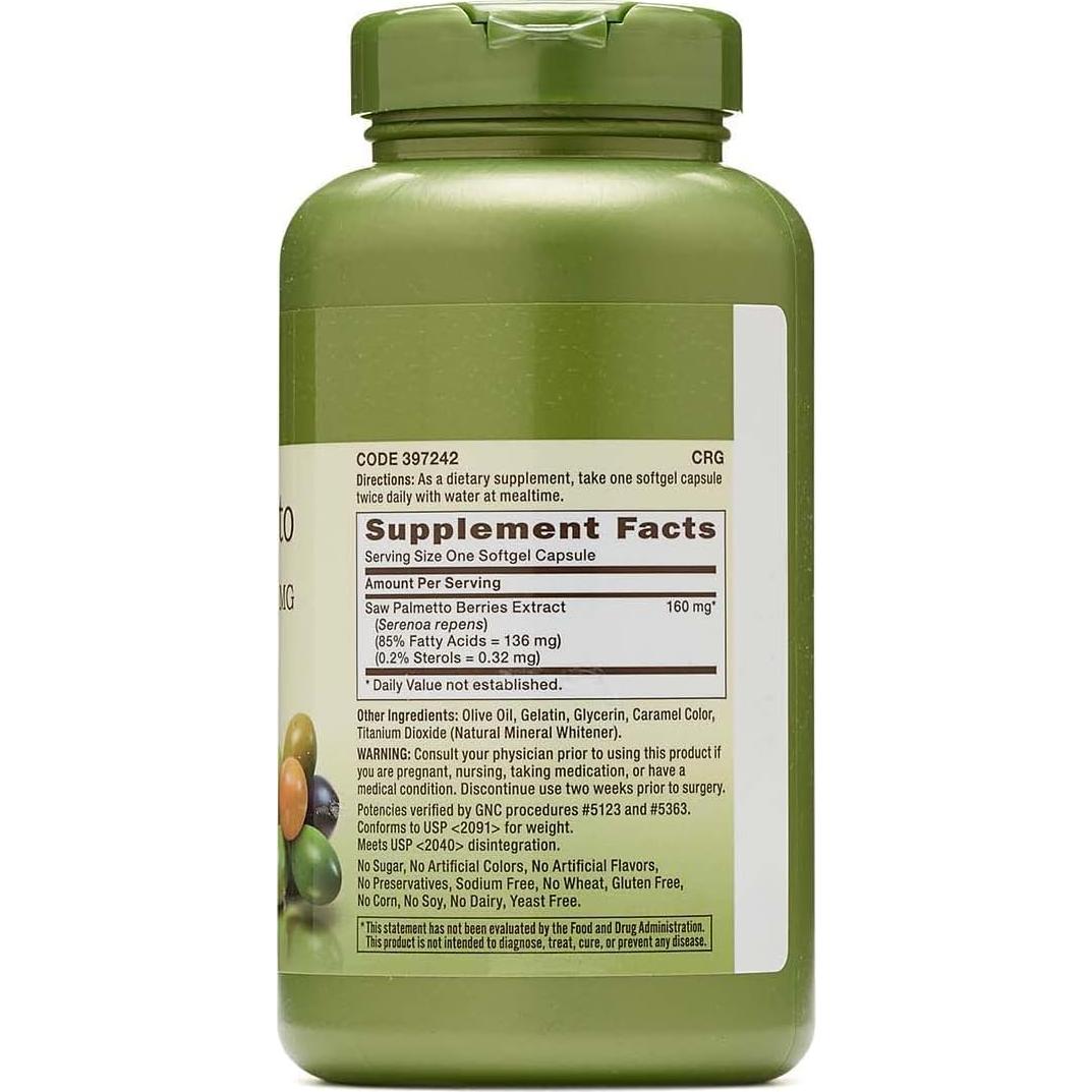 Extracto de Saw Palmetto GNC 160mg 200 Porciones Suplemento