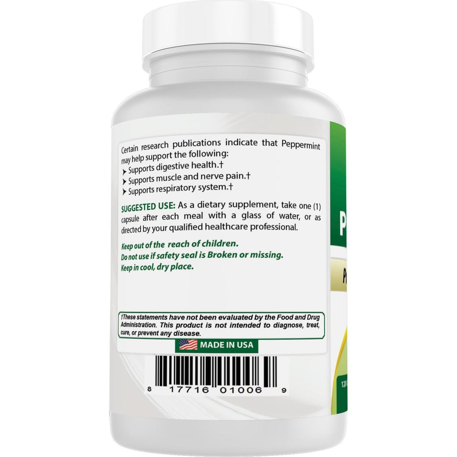 Suplemento Dietético Aceite de Menta Mejor Naturales 250 mg 120 Cápsulas