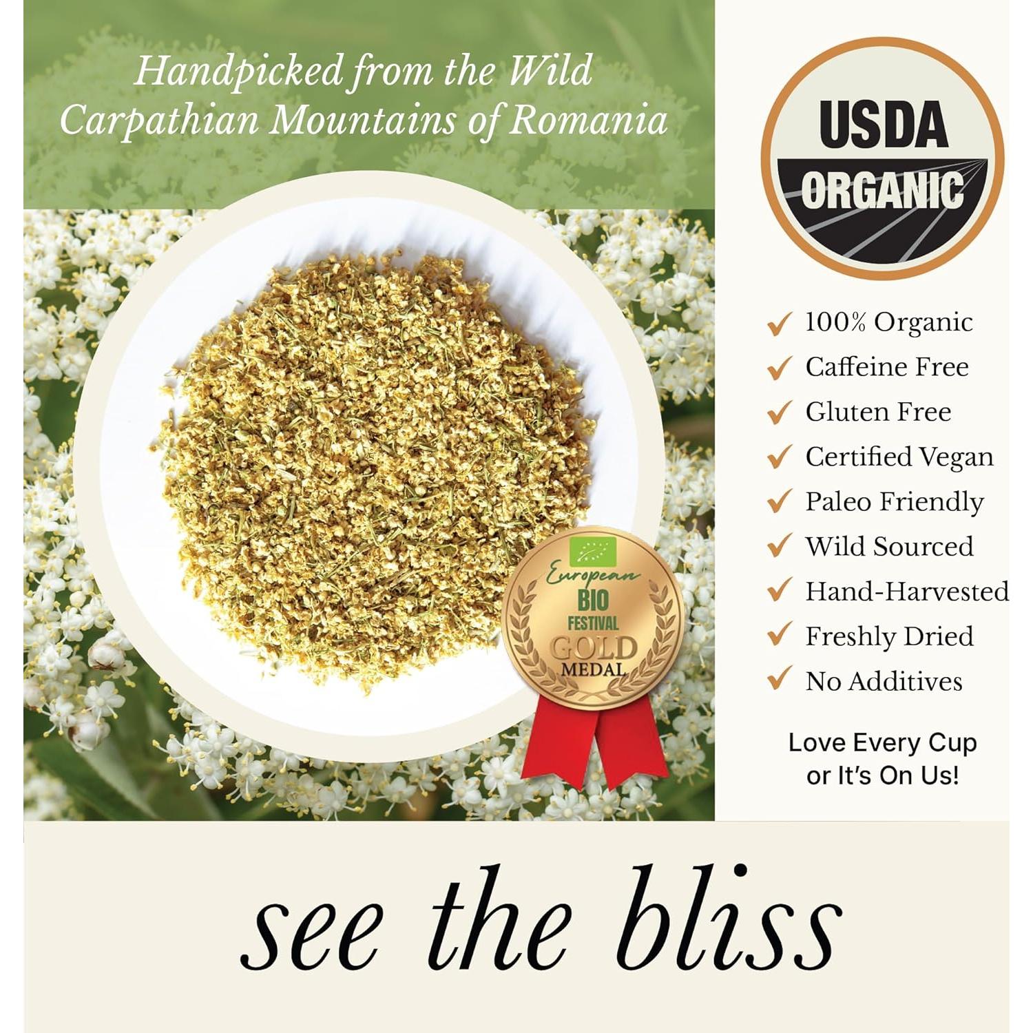 Té de Flor de Saúco Orgánico Wild Bliss - 60 Porciones - 150.5g