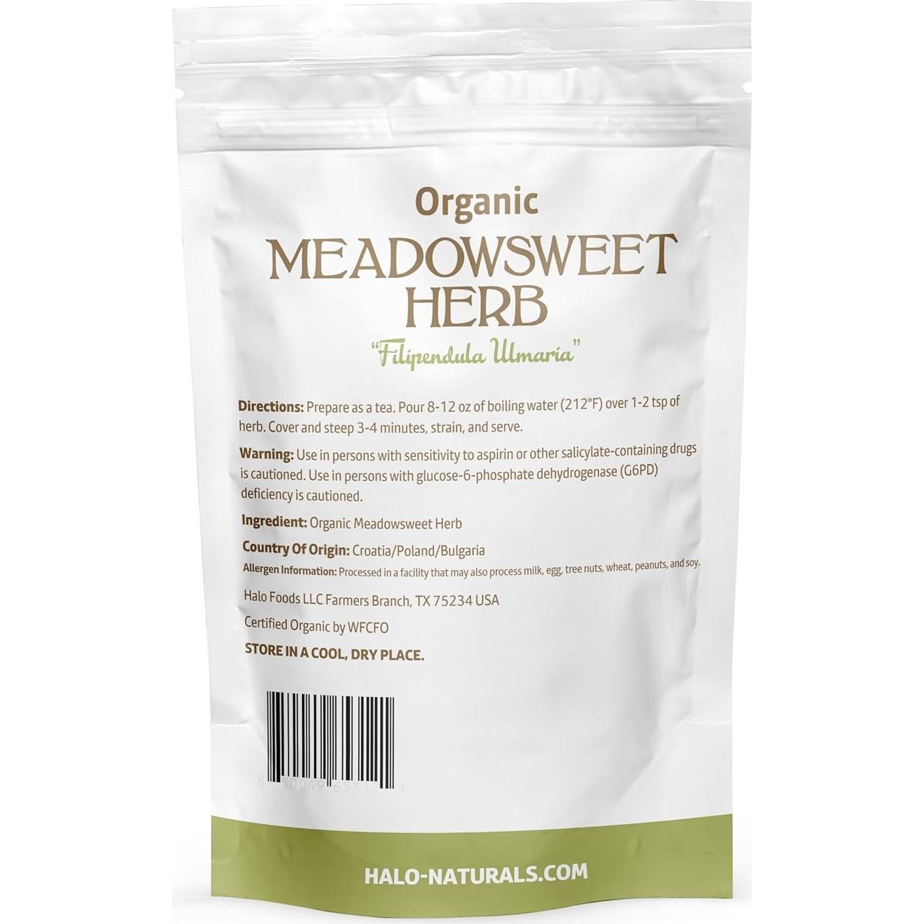 Hierba de Meadowsweet Orgánica Halo Naturals 113g Certificada