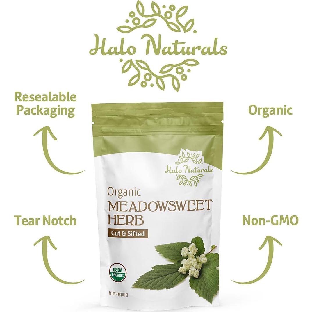 Hierba de Meadowsweet Orgánica Halo Naturals 113g Certificada