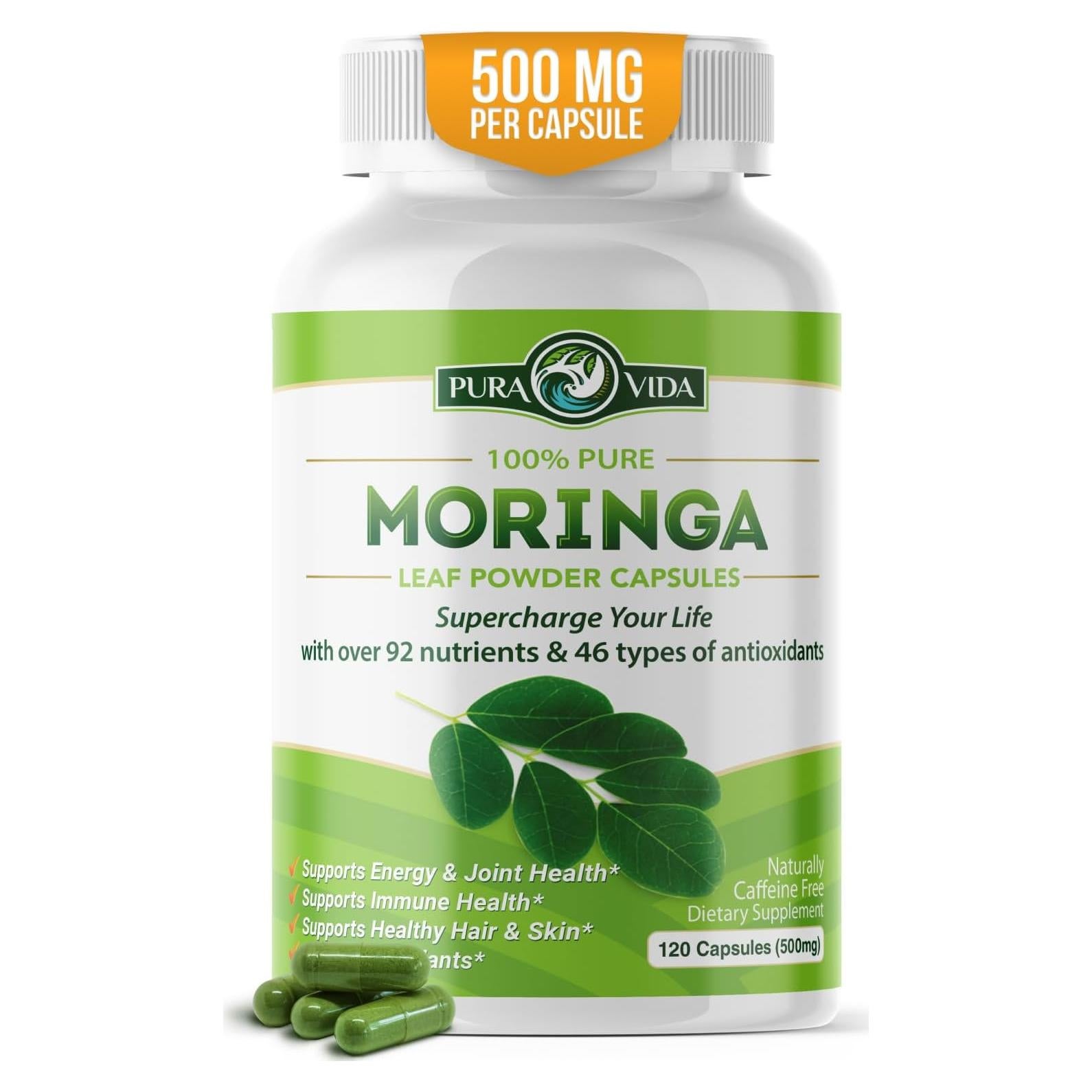 Cápsulas de Moringa Orgánica Pura Vida 120ct 500mg