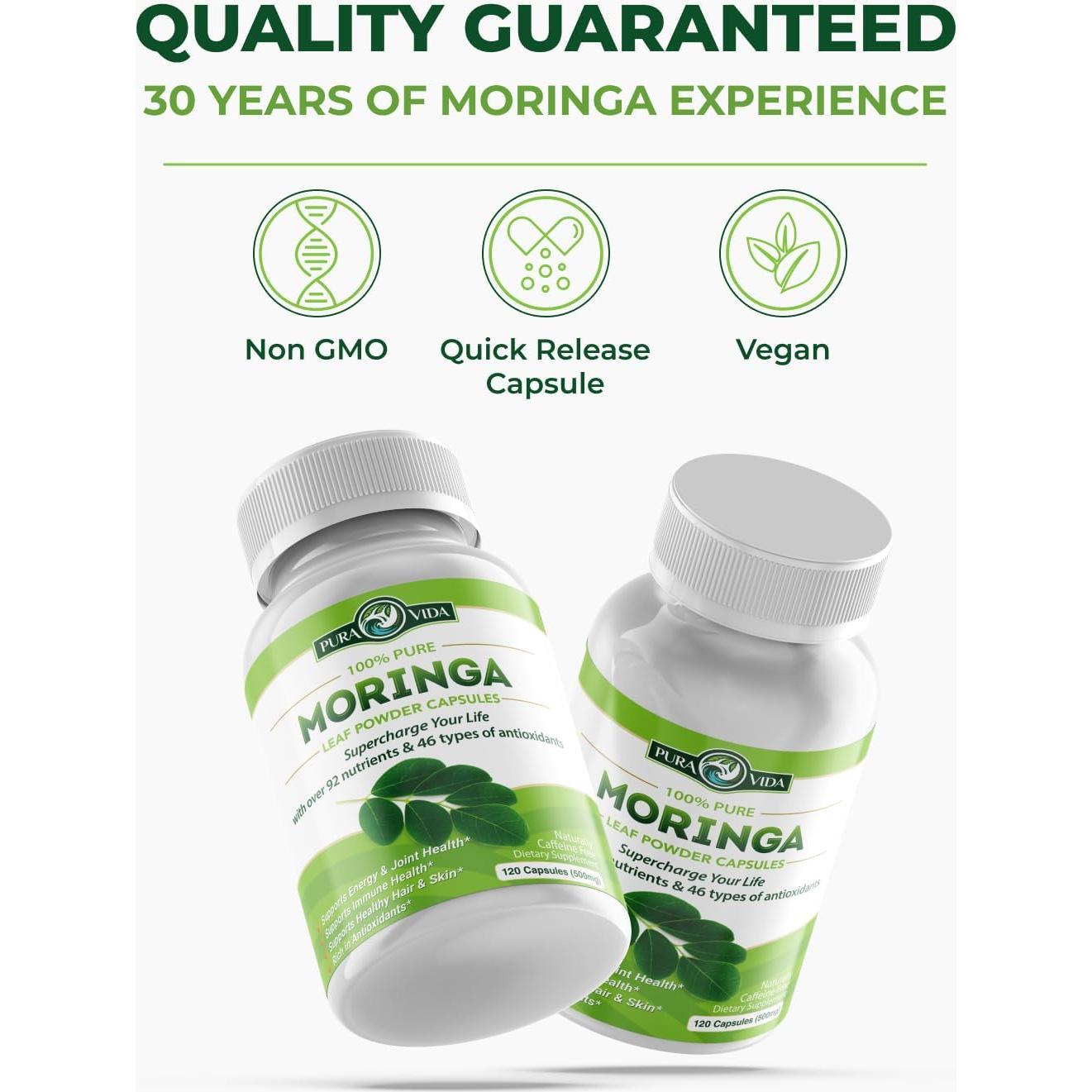 Cápsulas de Moringa Orgánica Pura Vida 120ct 500mg