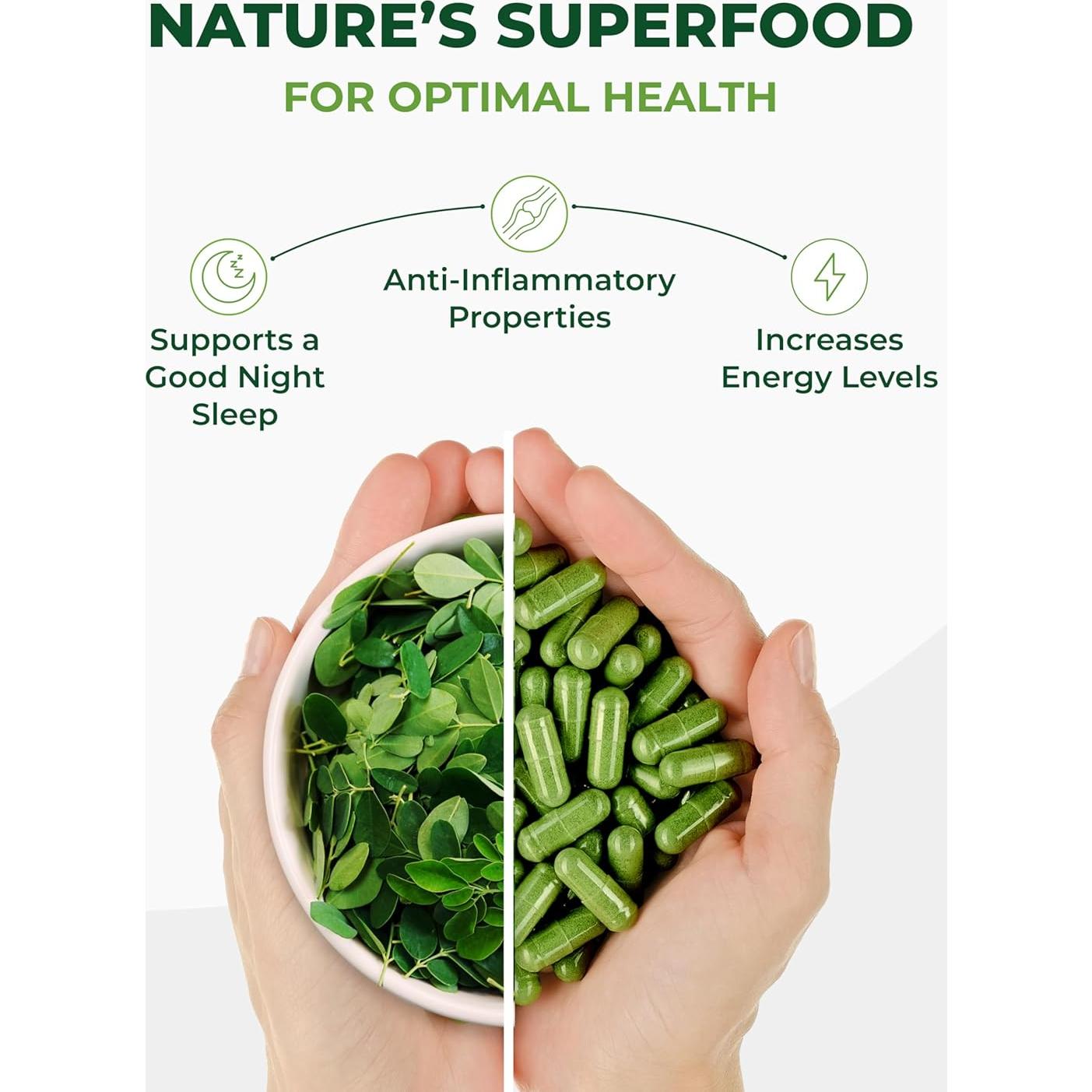 Cápsulas de Moringa Orgánica Pura Vida 120ct 500mg