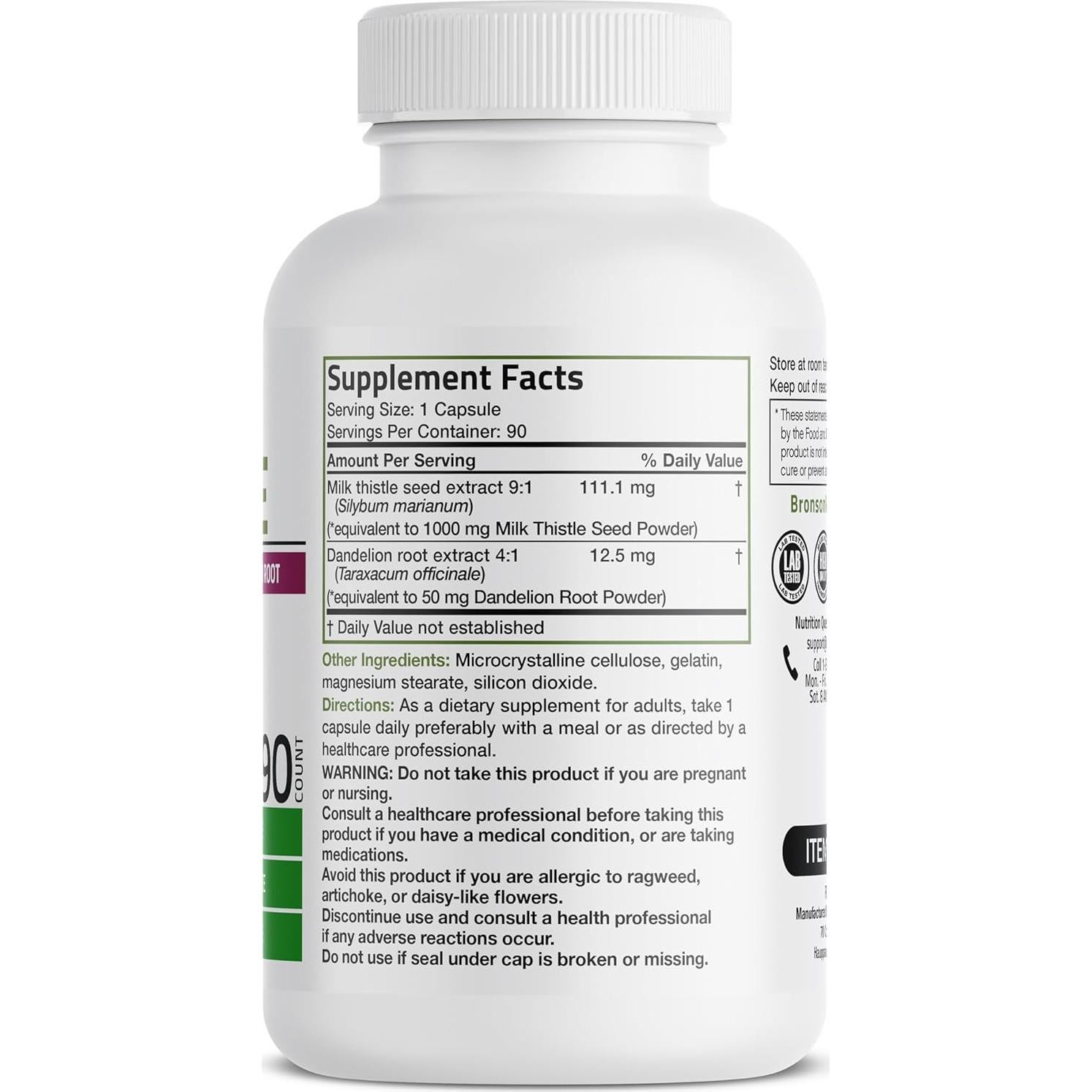Bronson Cardo Mariano 90 Cápsulas - Apoyo Hepático y Antioxidante