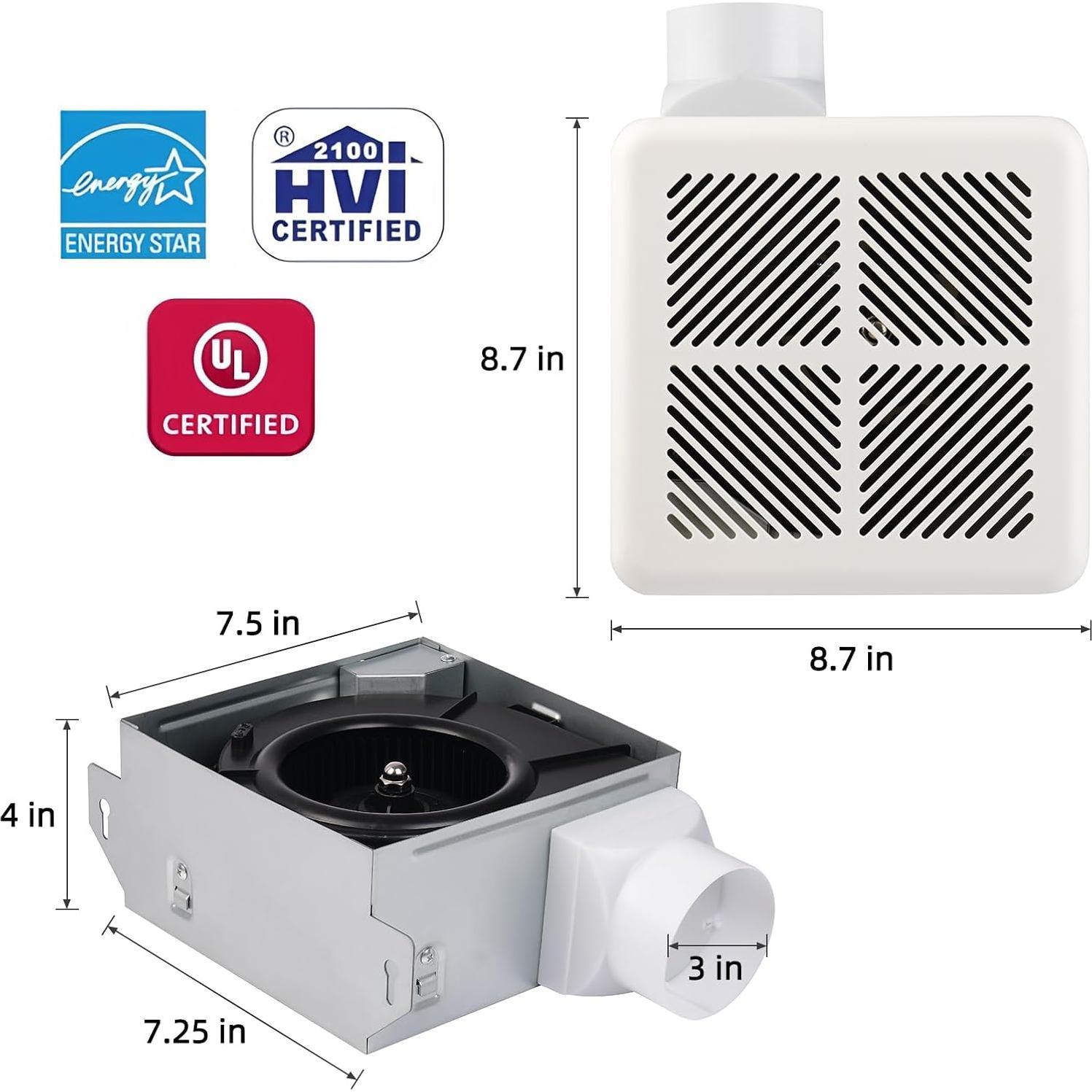 Ventilador de Baño Tech Drive 50CFM 1.2Sone Silencioso