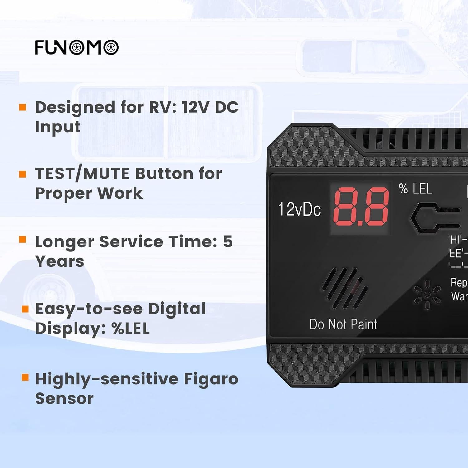 Detector de Gas Propano Funomo RVPD-1 12V Alarma 85dB