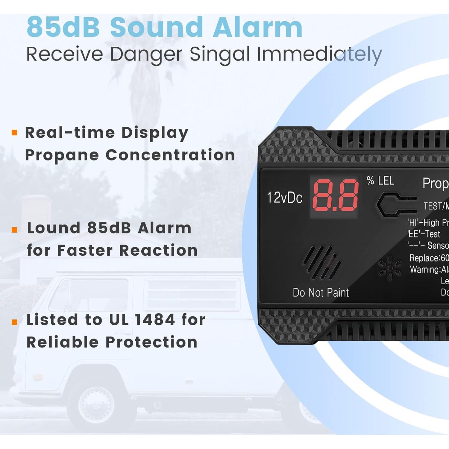 Detector de Gas Propano Funomo RVPD-1 12V Alarma 85dB