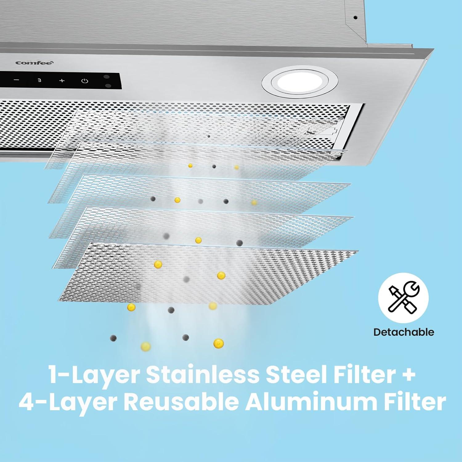 Campana Extractora Comfee 27" Acero Inoxidable 450 CFM Táctil