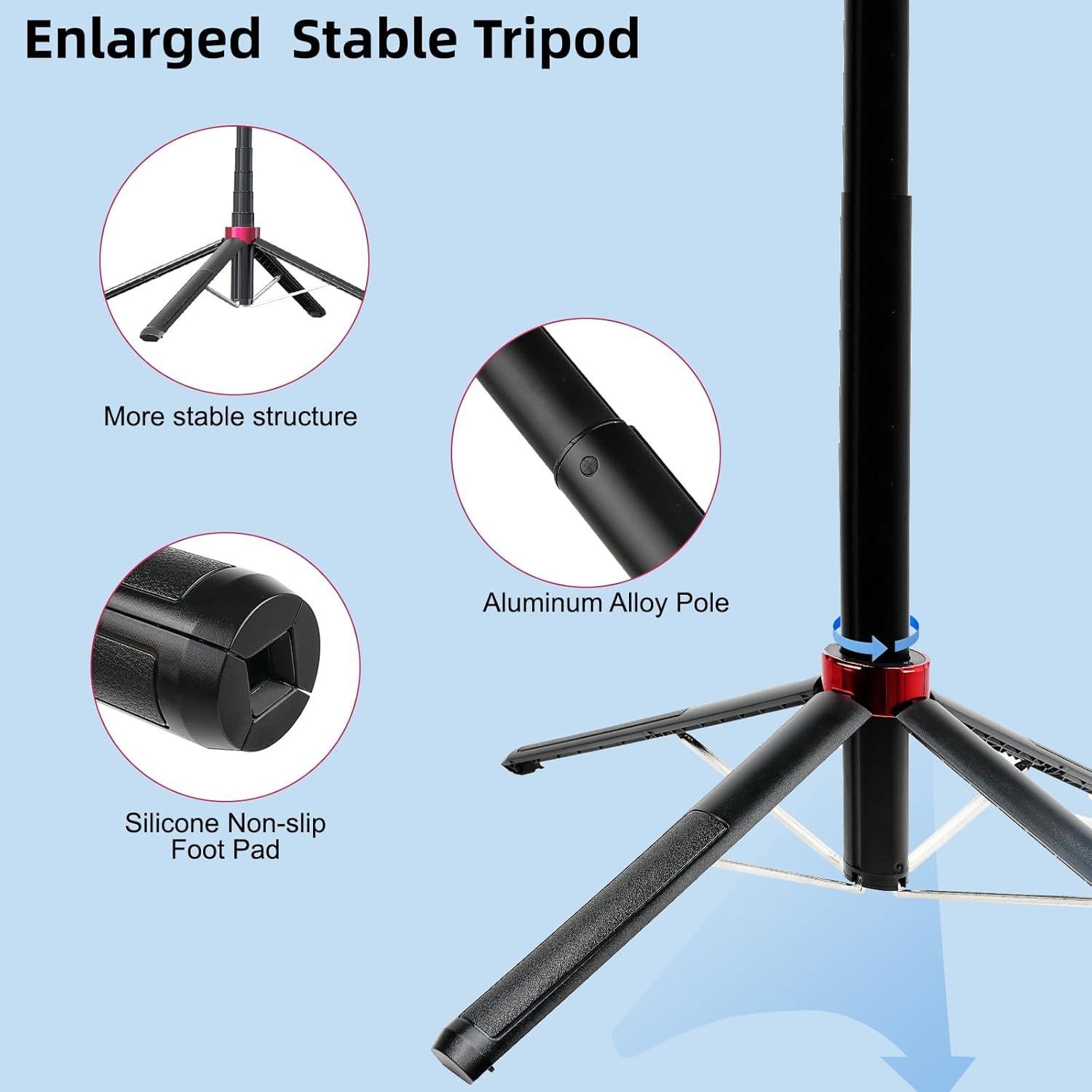 Palo de Selfie WOVTE 62" con Luces y Control Remoto - Trípode