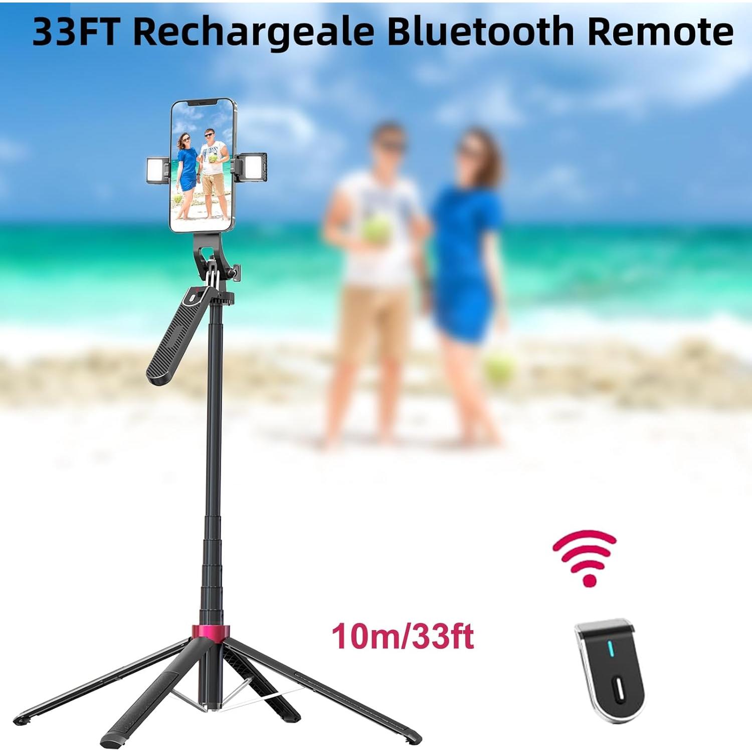 Palo de Selfie WOVTE 62" con Luces y Control Remoto - Trípode