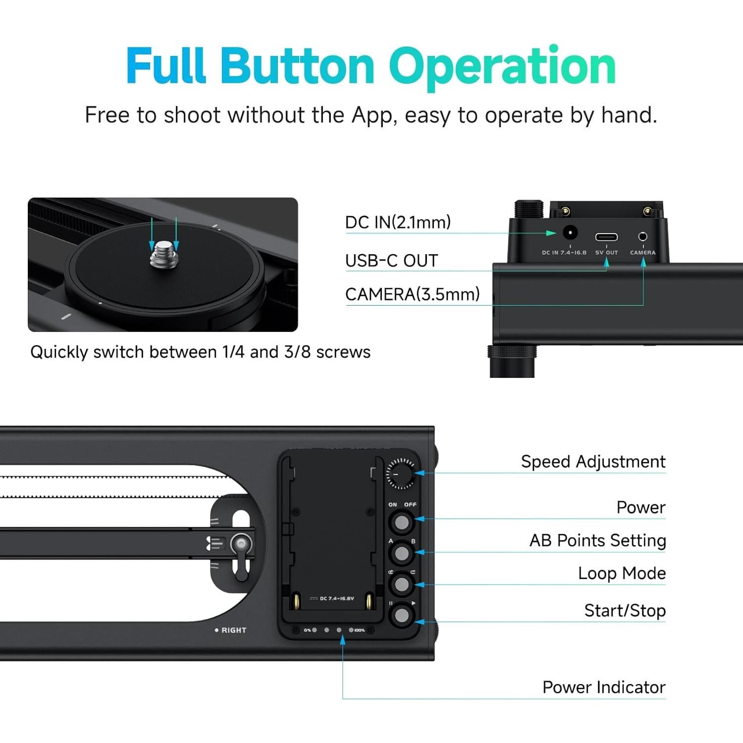 Slider de Cámara Motorizado Toprig S40 40cm Control APP