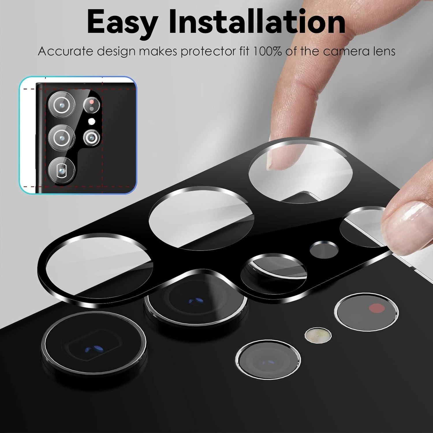 Protectores de Lente de Cámara CloudValley para Samsung Galaxy S23 Ultra - Vidrio Templado 9H, Paquete de 4