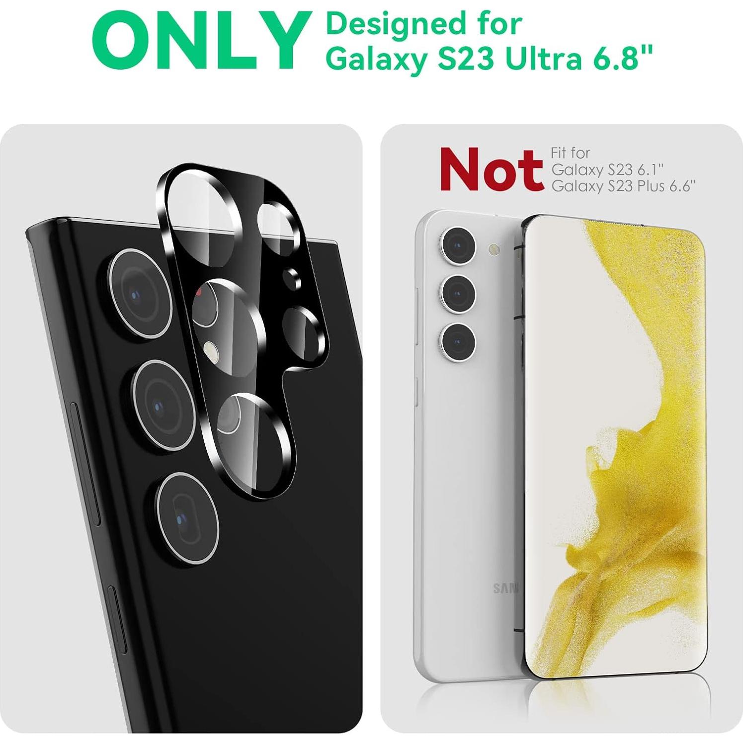 Protectores de Lente de Cámara CloudValley para Samsung Galaxy S23 Ultra - Vidrio Templado 9H, Paquete de 4