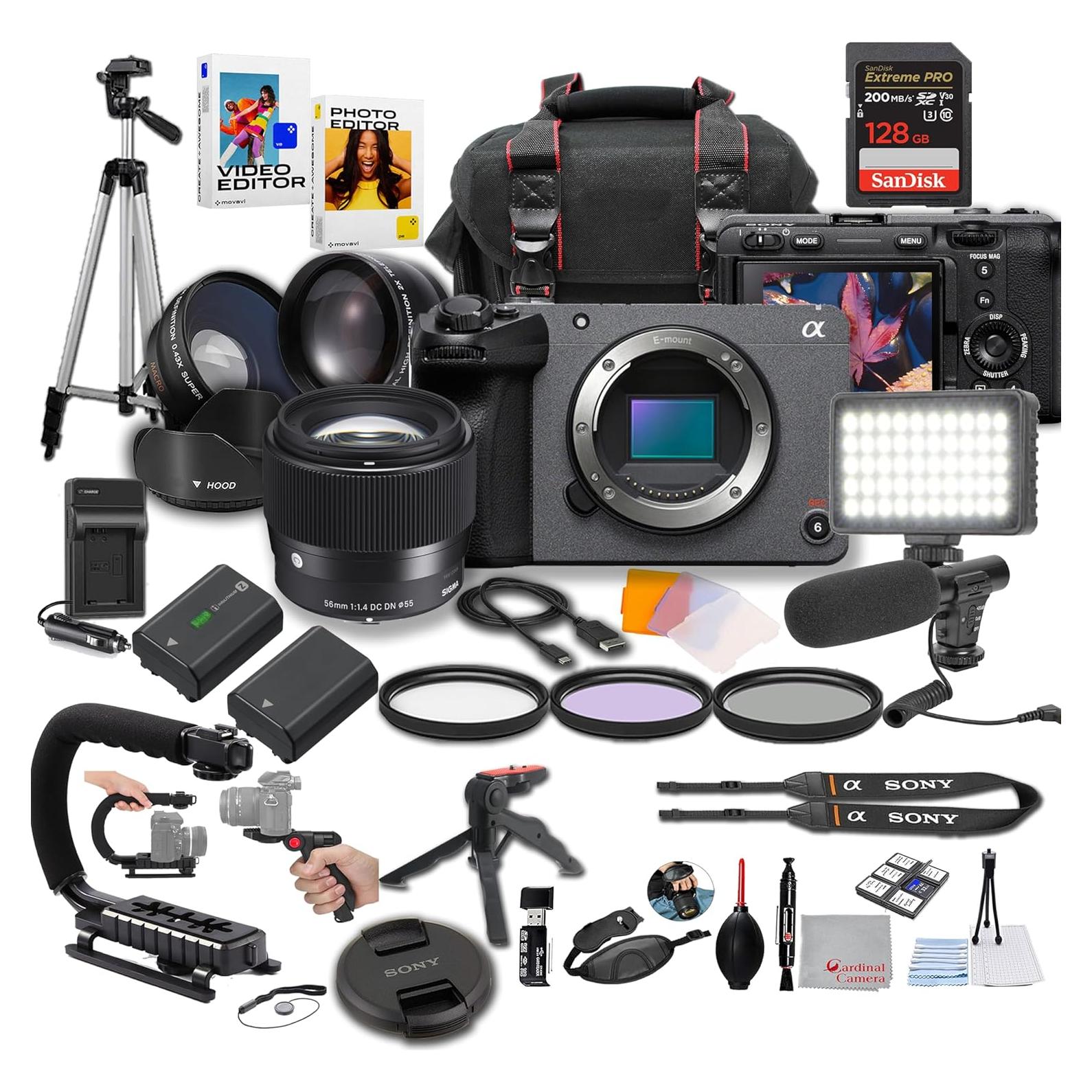 Cámara de Cine Digital Sony FX30 + Lente Sigma 56mm + Accesorios