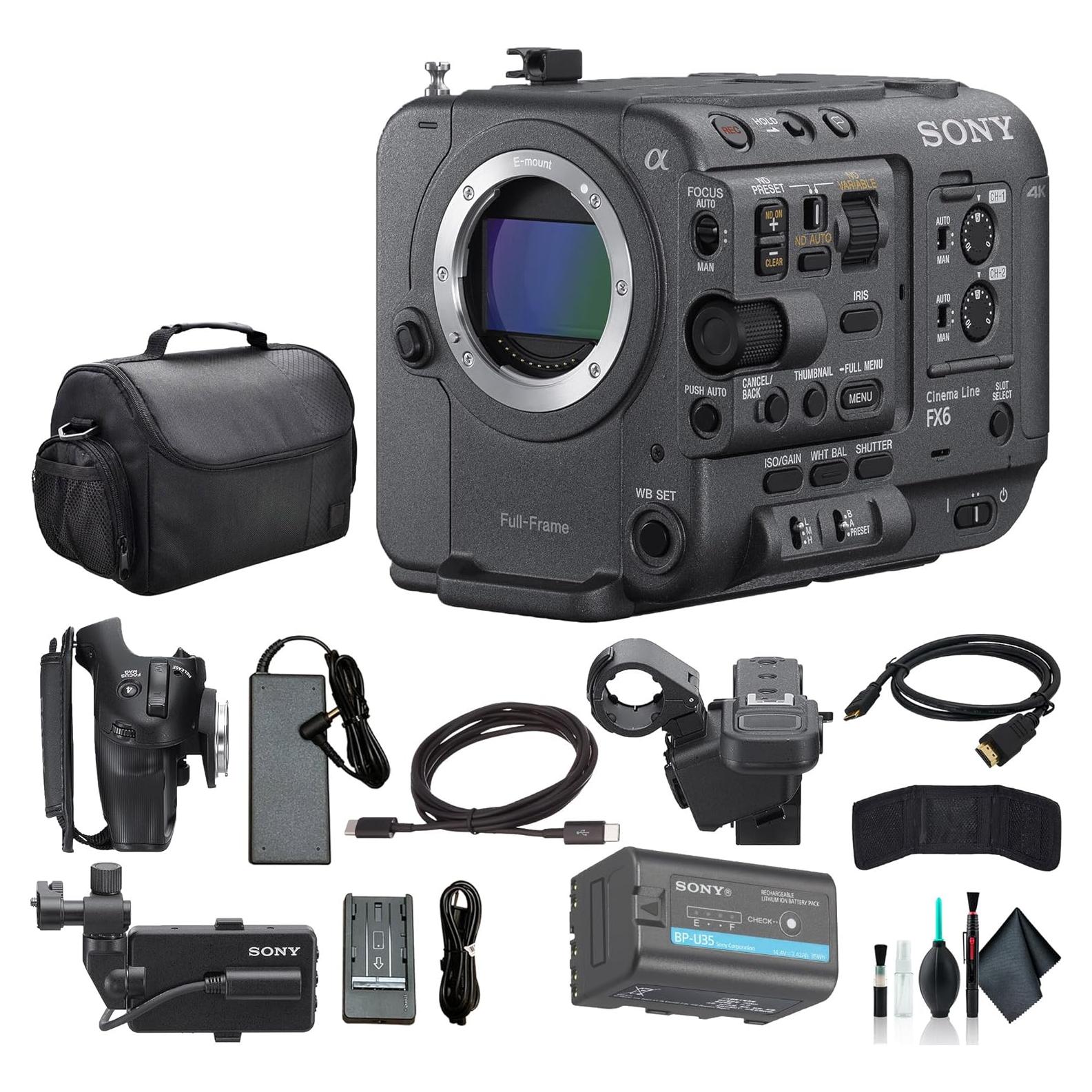 Sony FX6 Full-Frame Cinema Line Camera Body (ILME-FX6V) – 10.2 MP Exmor R Sensor | Professional Production Ready | Bag, Memory Card Wallet, Cleaning Kit - Starter Bundle