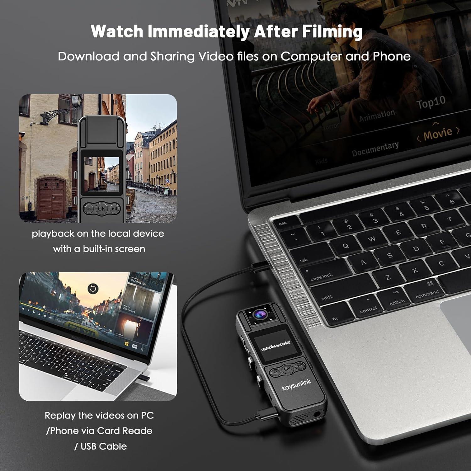 Cámara Corporal Kaysunlink H82 1080P FHD con Alarma y 128GB