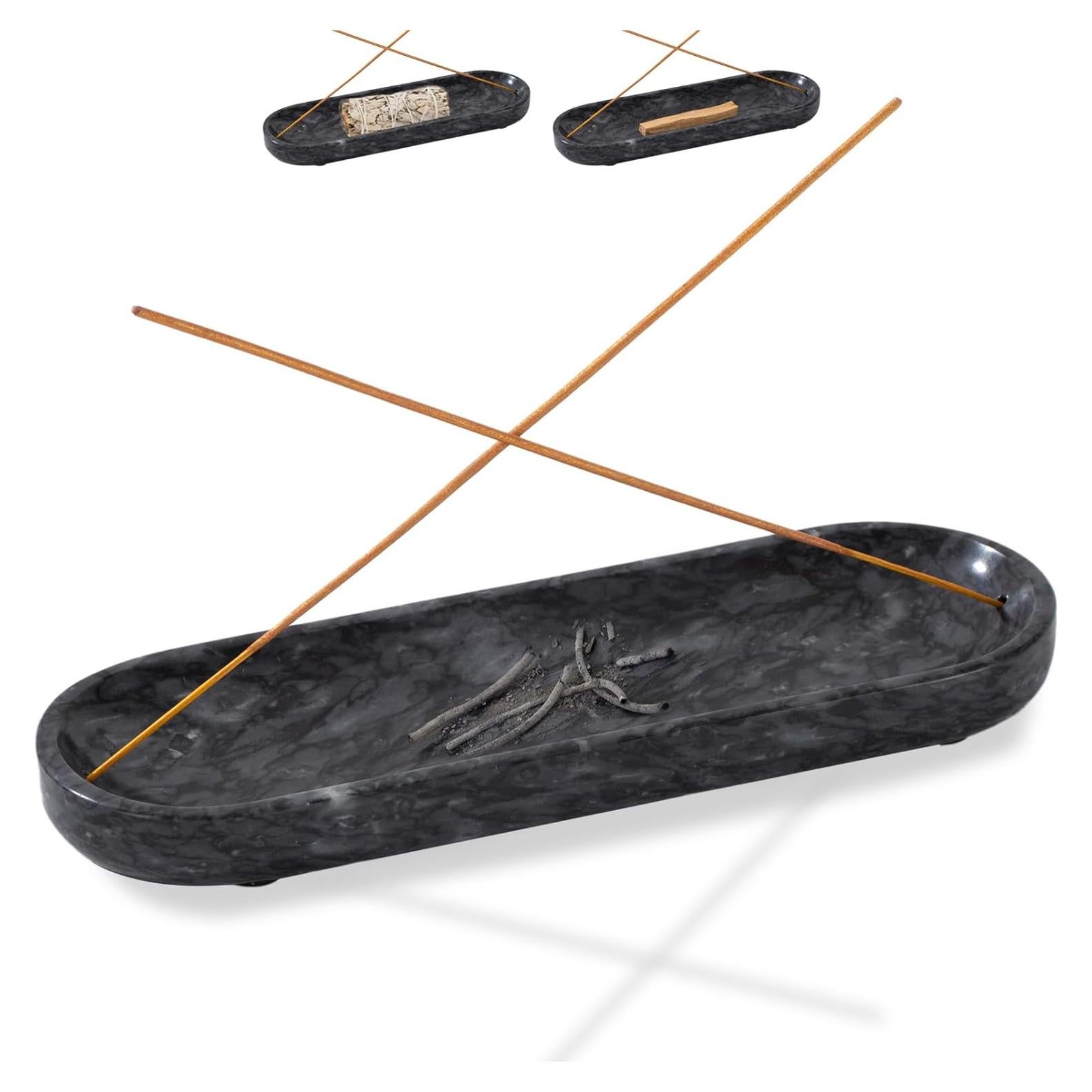 Soporte de Incienso Fasolahome de Mármol Natural 27 cm Negro