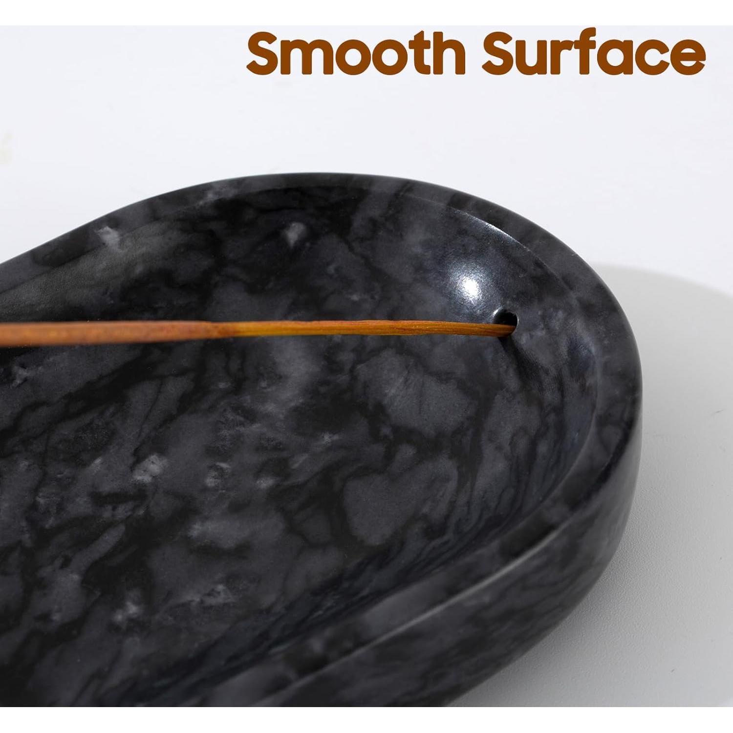 Soporte de Incienso Fasolahome de Mármol Natural 27 cm Negro