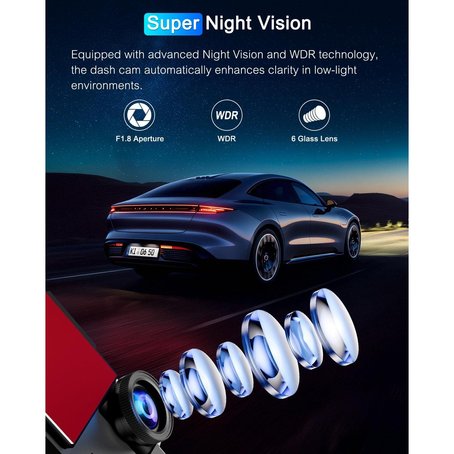 Cámara de tablero 4K POYBPCY con WiFi y CPL, 170°
