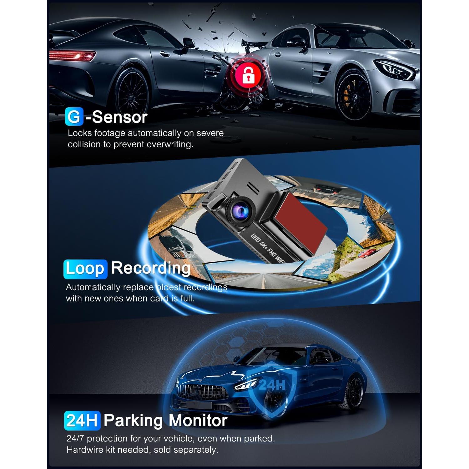 Cámara de tablero 4K POYBPCY con WiFi y CPL, 170°