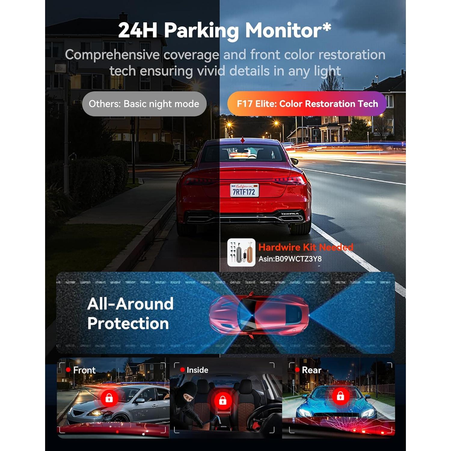 Cámara de Salpicadero REDTIGER F17 Elite 4K 3 Canal GPS