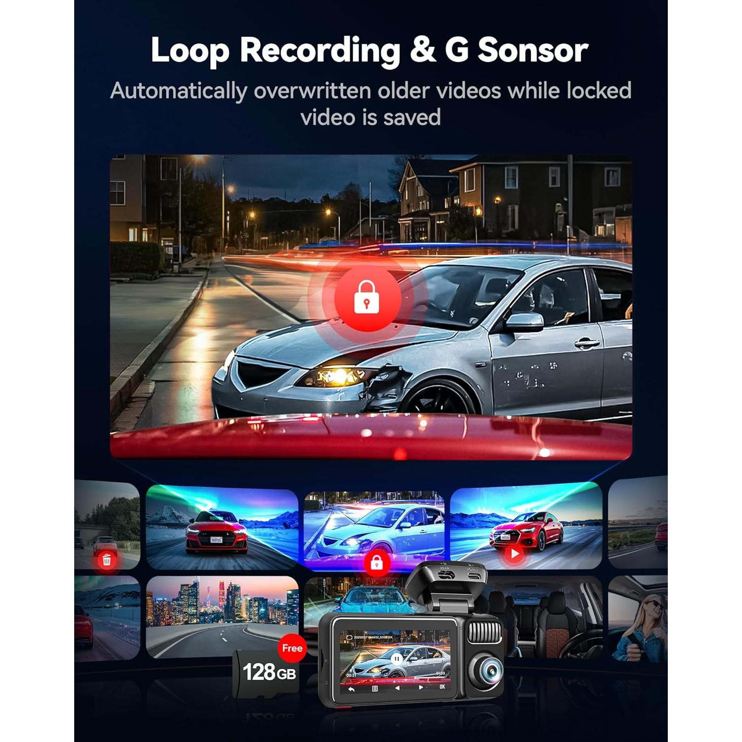 Cámara de Salpicadero REDTIGER F17 Elite 4K 3 Canal GPS