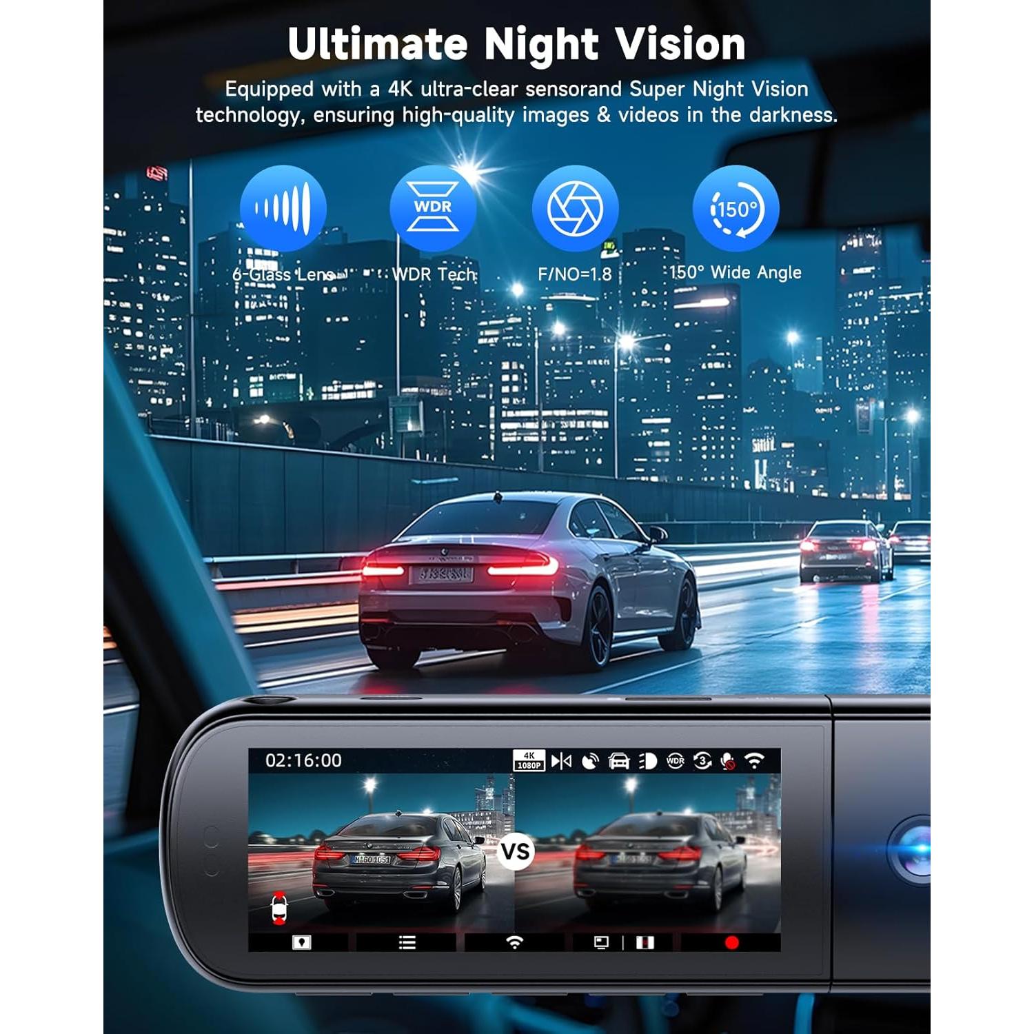 Cámara Dash 3 Canales SARMERT 4K Frontal y Trasera GPS