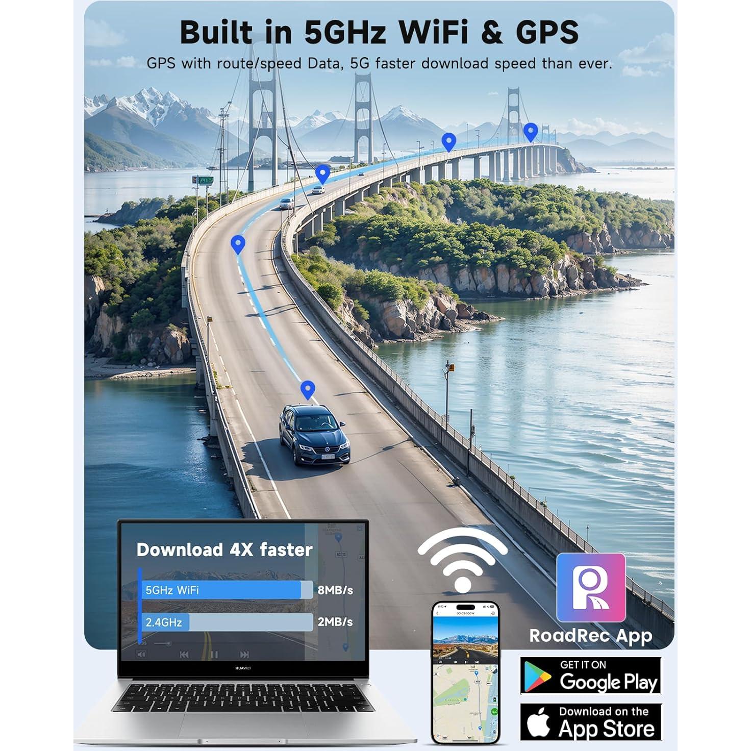 Cámara Dash 3 Canales SARMERT 4K Frontal y Trasera GPS