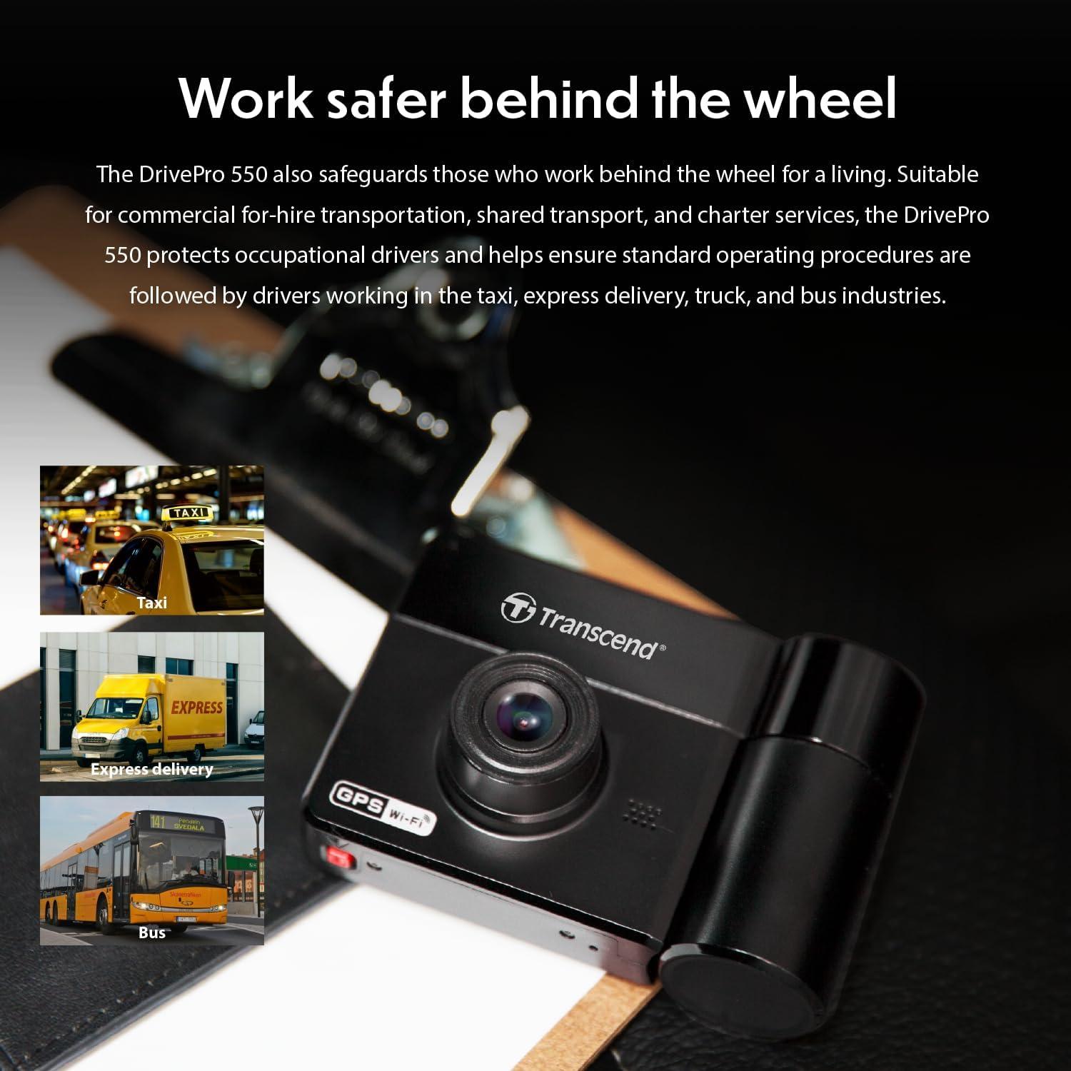 Cámara Dash Doble Transcend TS-DP550B 64GB 2K+1080P WiFi GPS