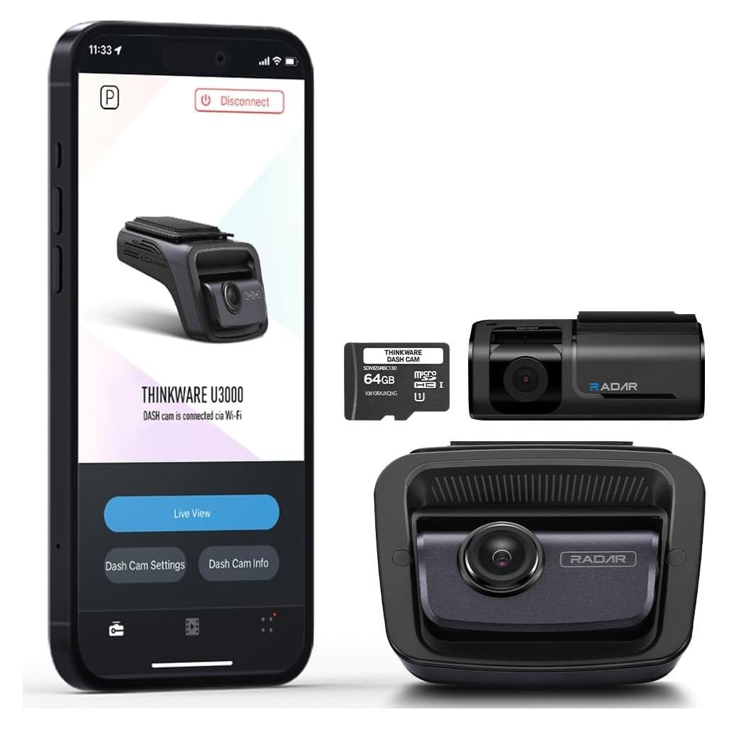 Cámara de Tablero Thinkware U3000 4K Doble con Radar y GPS