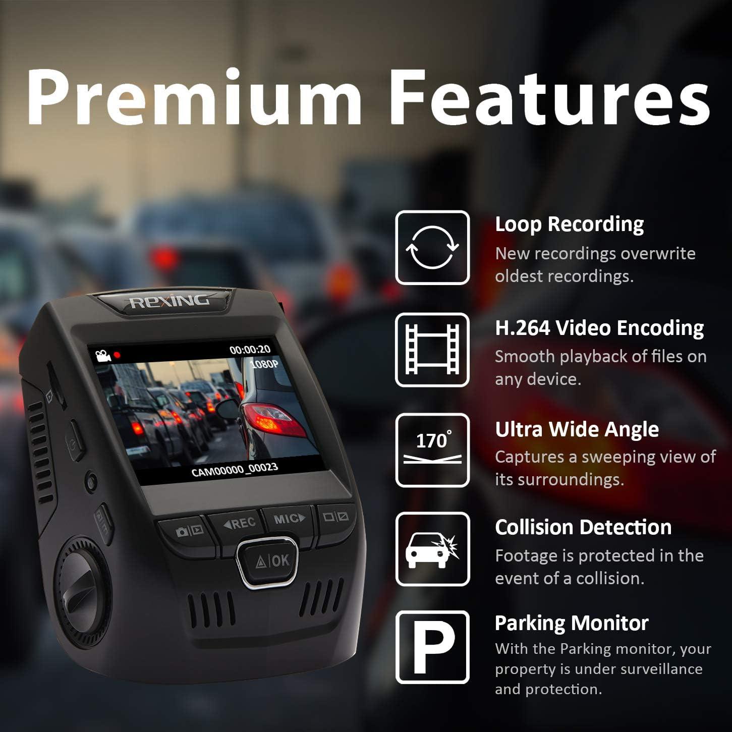 Cámara de Salpicadero Rexing V1 Básica 1080P G-Sensor WDR