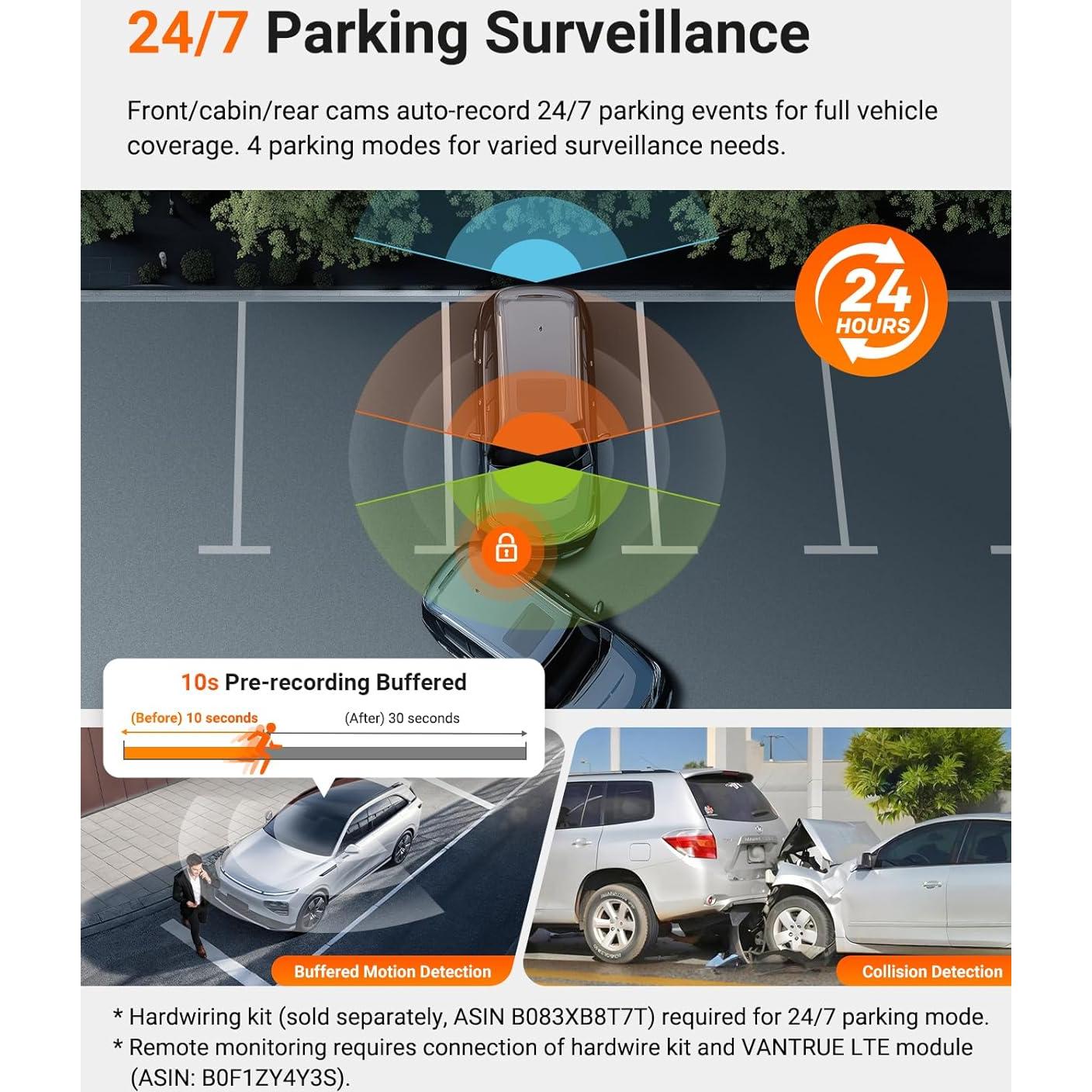 Dash Cam 3 Canales Vantrue N4 Pro S 4K con GPS y Wi-Fi