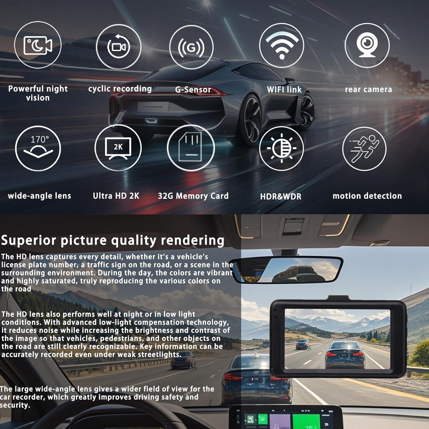 Cámara Doble 2K+1080P Baideluo con WiFi y Tarjeta 32GB