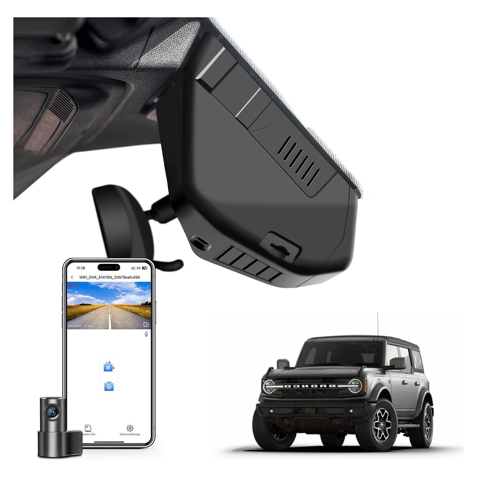 Cámara Dash 4K Mangoal para Ford Bronco 2021-2024, WiFi