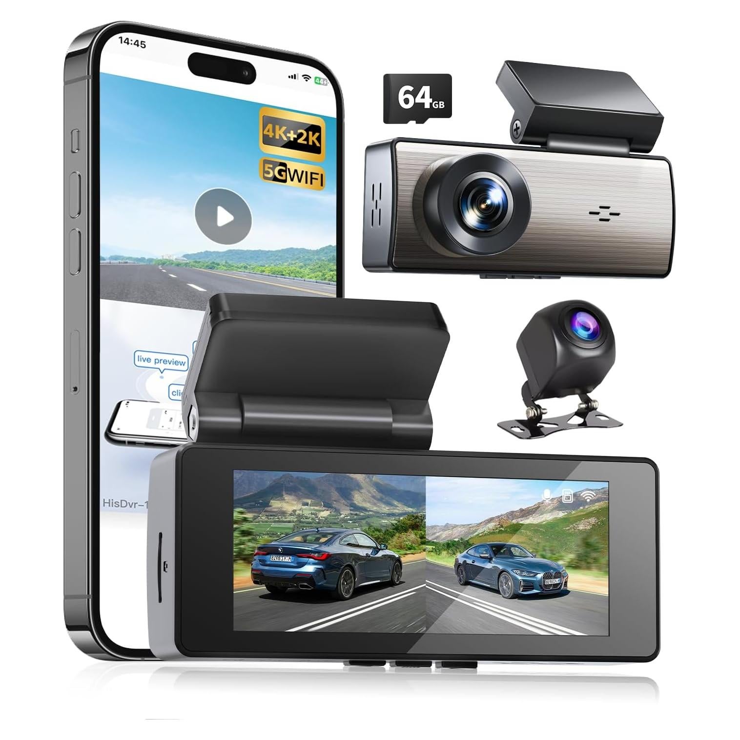 Cámara de tablero USHJNV A10 4K+2K Dual 64GB WiFi 5GHz