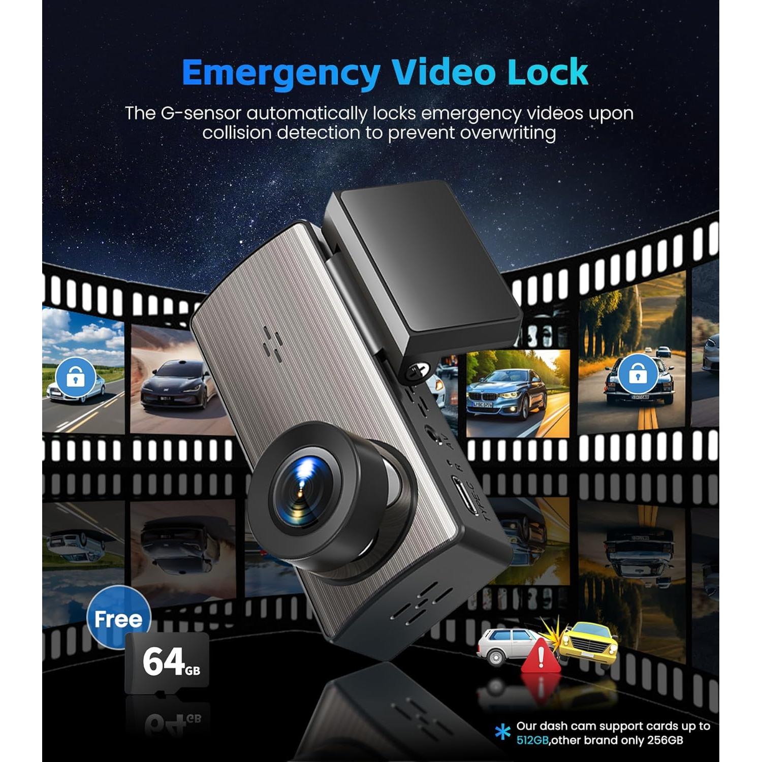 Cámara de tablero USHJNV A10 4K+2K Dual 64GB WiFi 5GHz