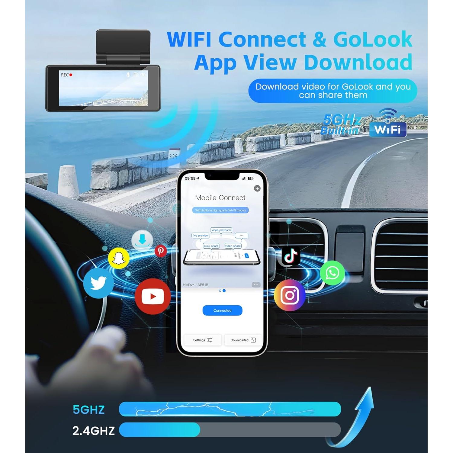 Cámara de tablero USHJNV A10 4K+2K Dual 64GB WiFi 5GHz