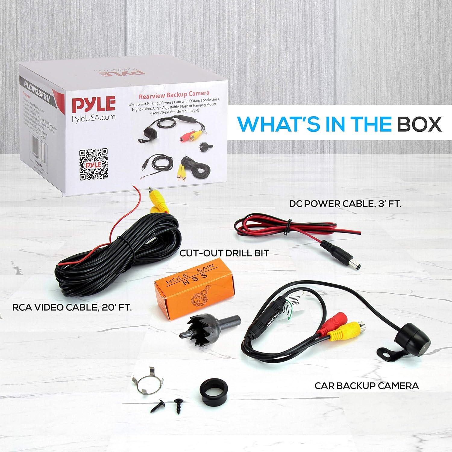 Cámara de Respaldo Pyle PLCM38FRV - Impermeable, 580x540px, Visión Nocturna