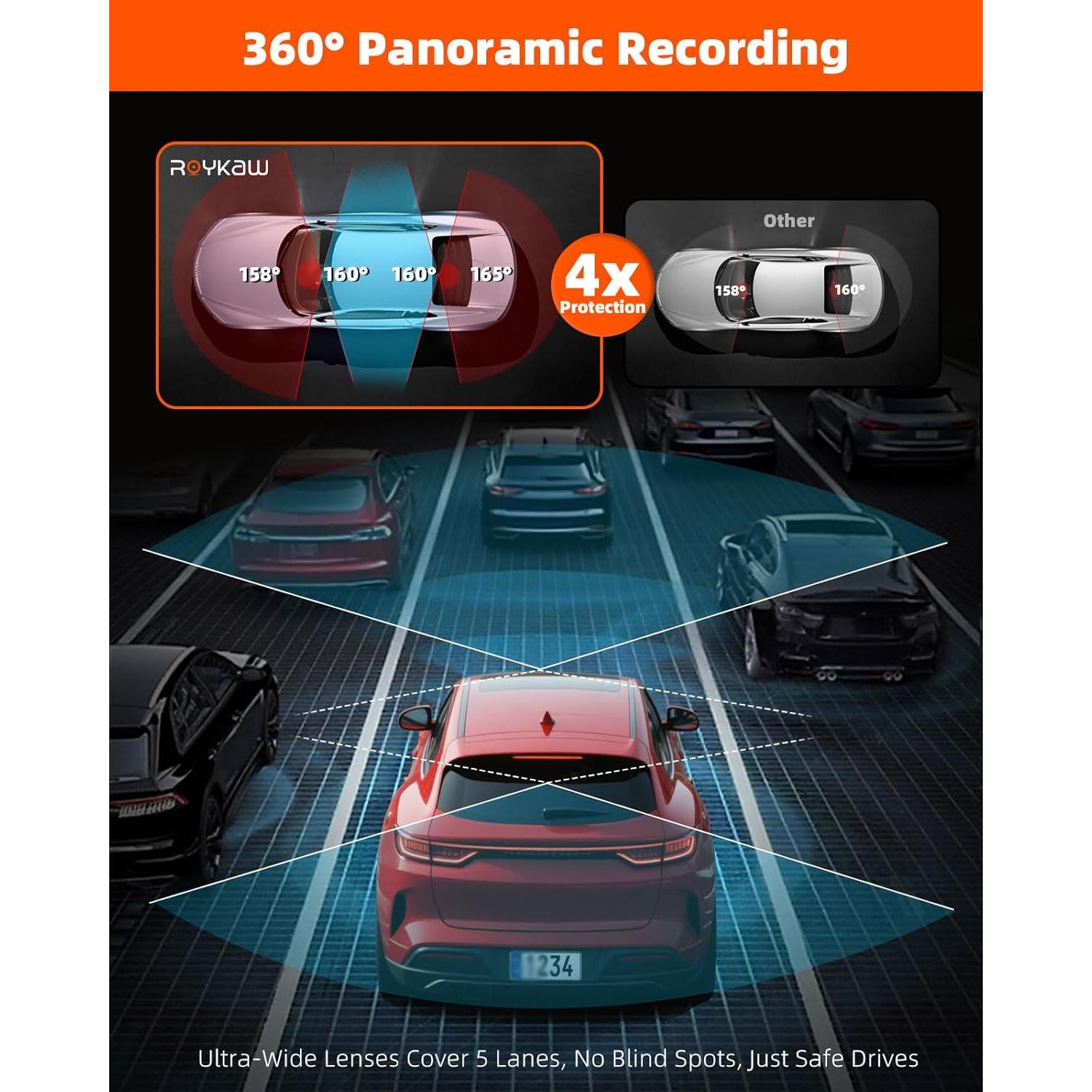 Cámara Dash 4K Delantera y Trasera Roykaw G-0616 con GPS y WiFi