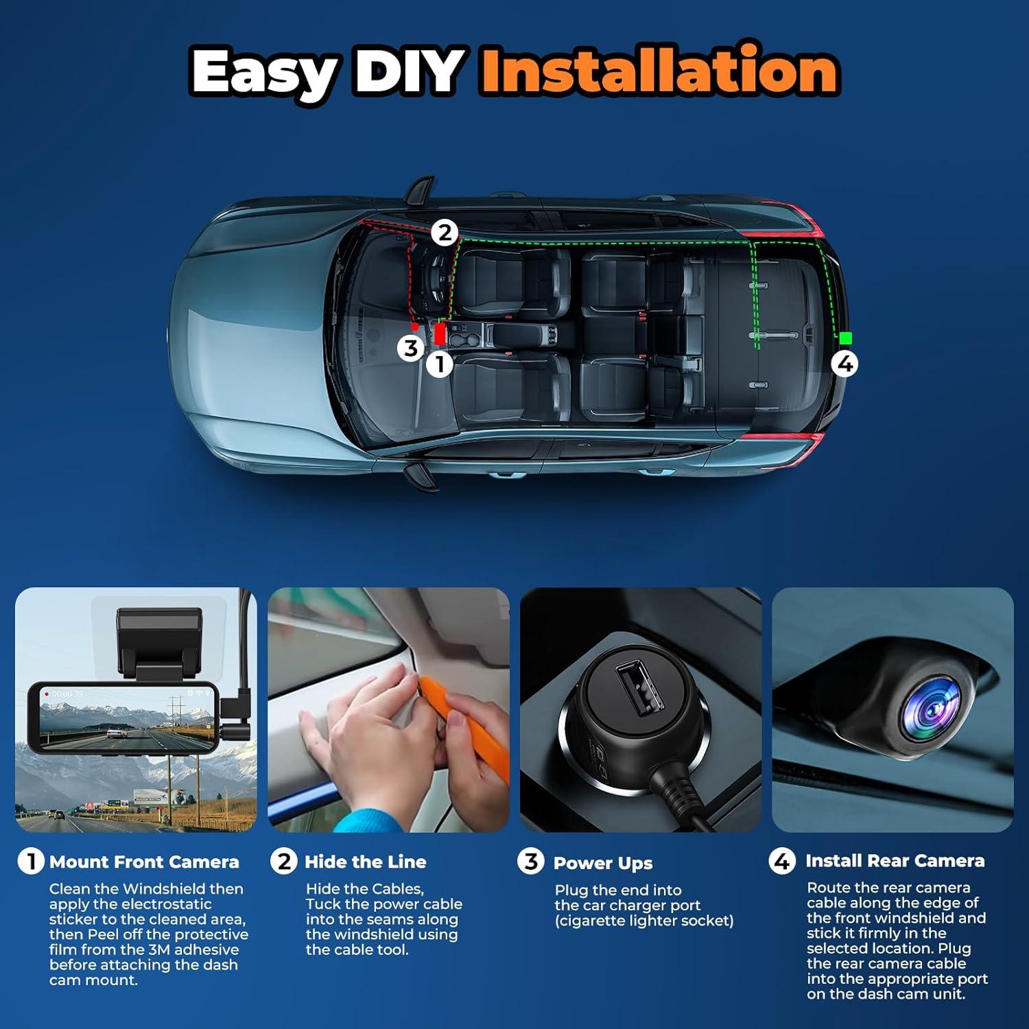 Cámara Dash 4K QzkBoeo F70 con Pantalla IPS 3.2" y Wi-Fi