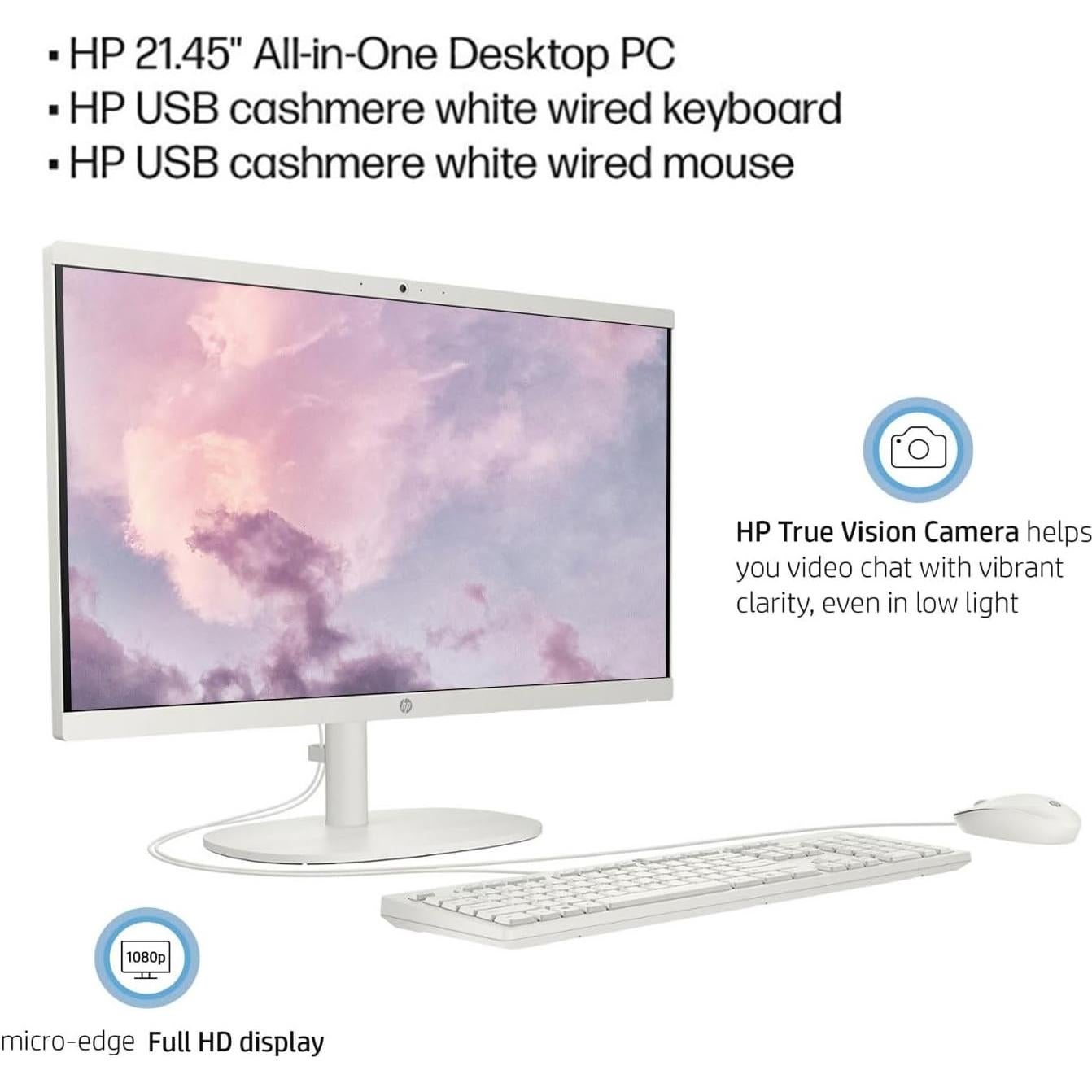 HP Todo-en-Uno 21.5" FHD, Intel Celeron J4025, 8GB RAM, 256GB SSD