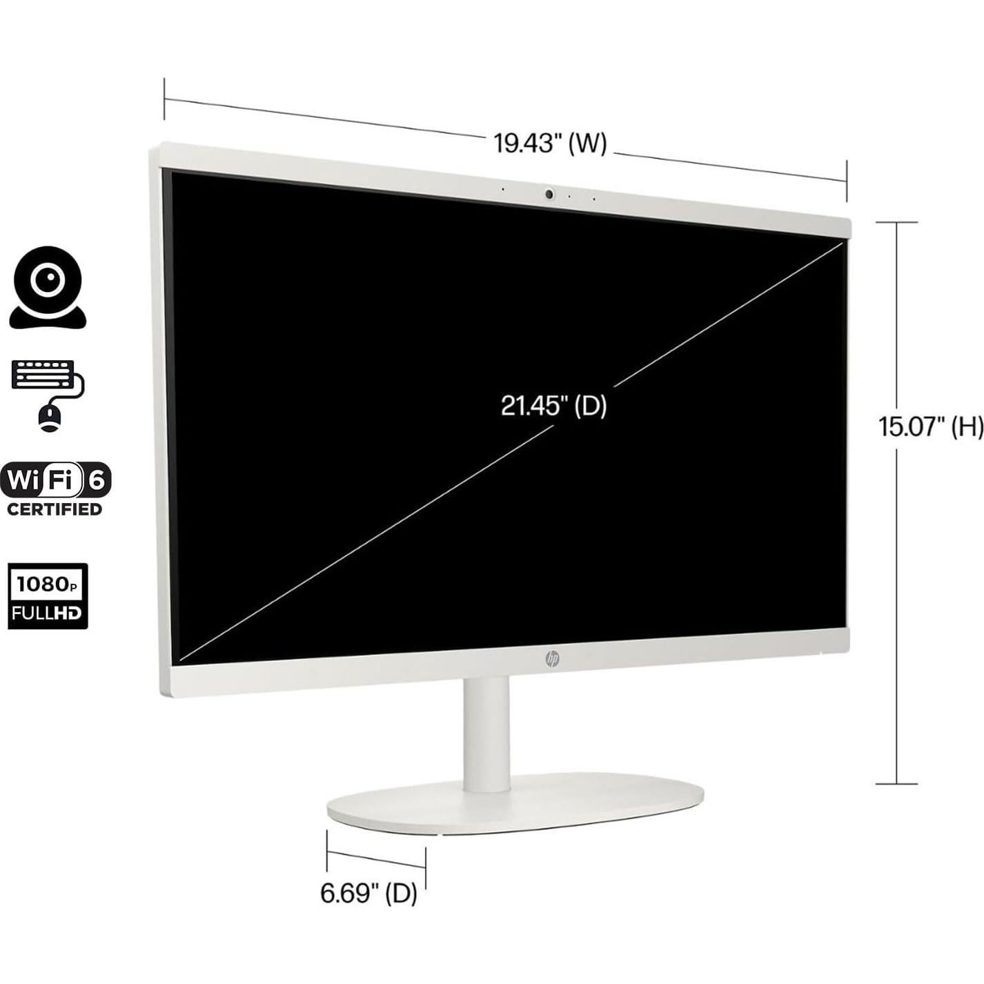 HP Todo-en-Uno 21.5" FHD, Intel Celeron J4025, 8GB RAM, 256GB SSD