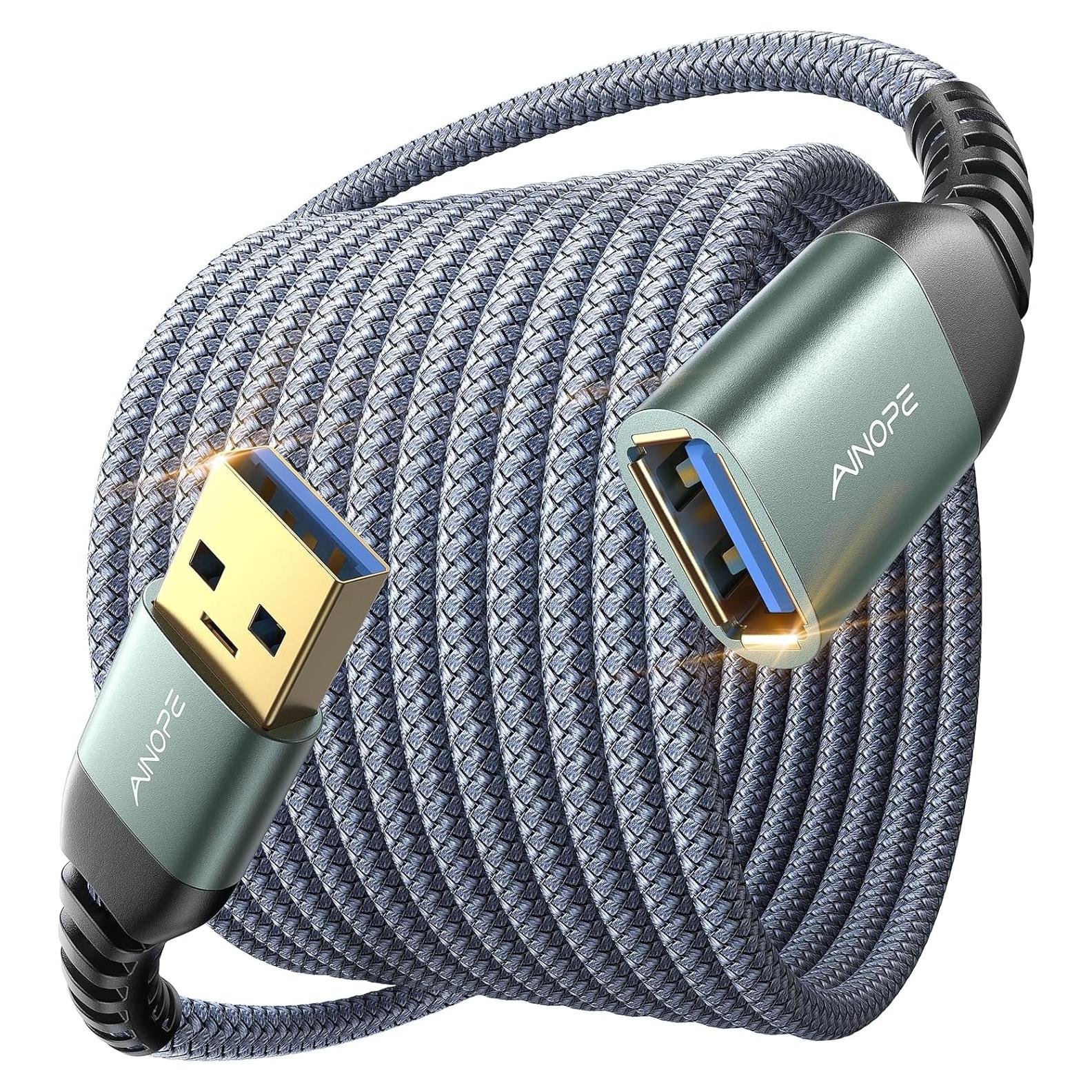 Cable de Extensión USB 3.0 AINOPE 3M Macho a Hembra Gris