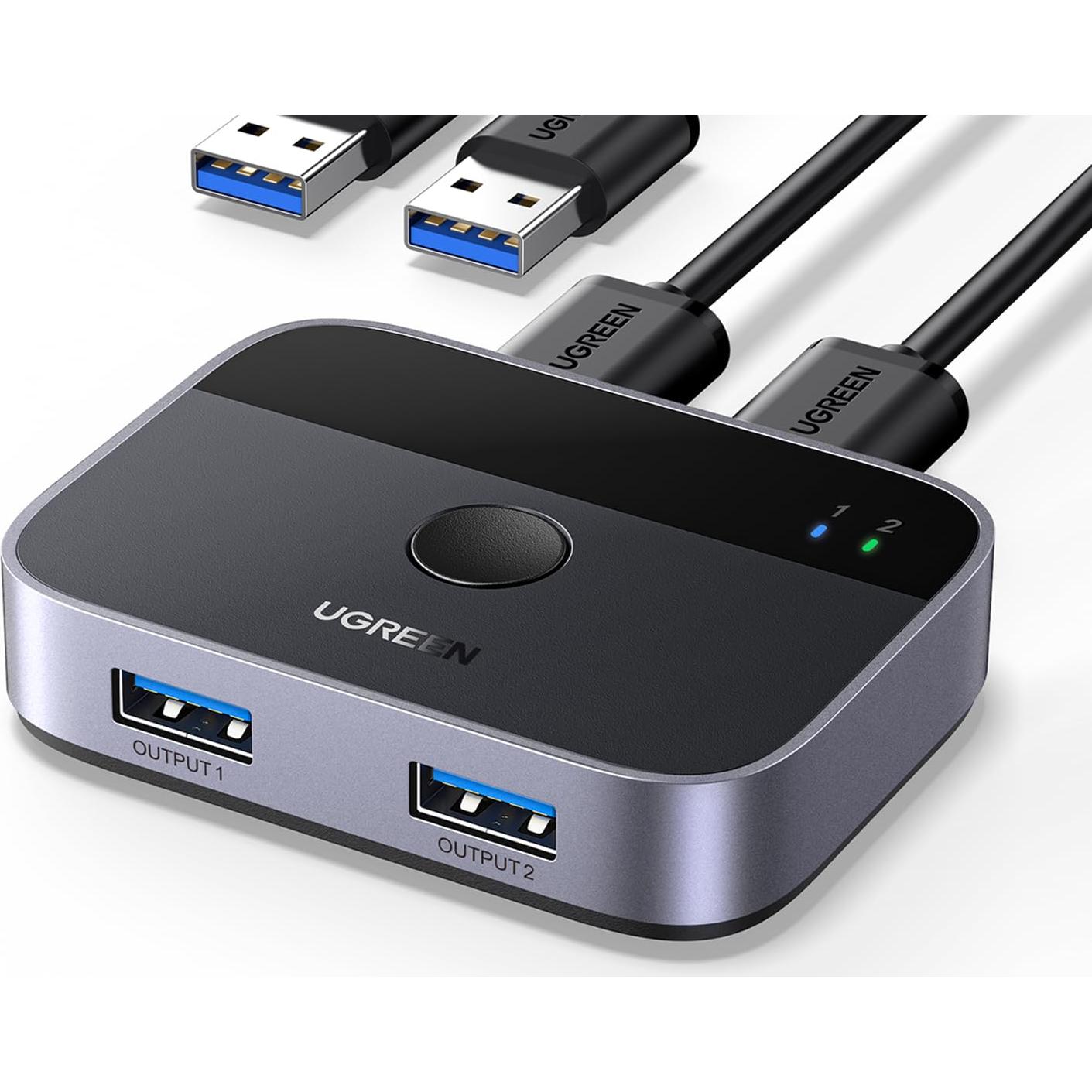 Interruptor USB 3.0 UGREEN 2 Puertos Selector para 2 PCs