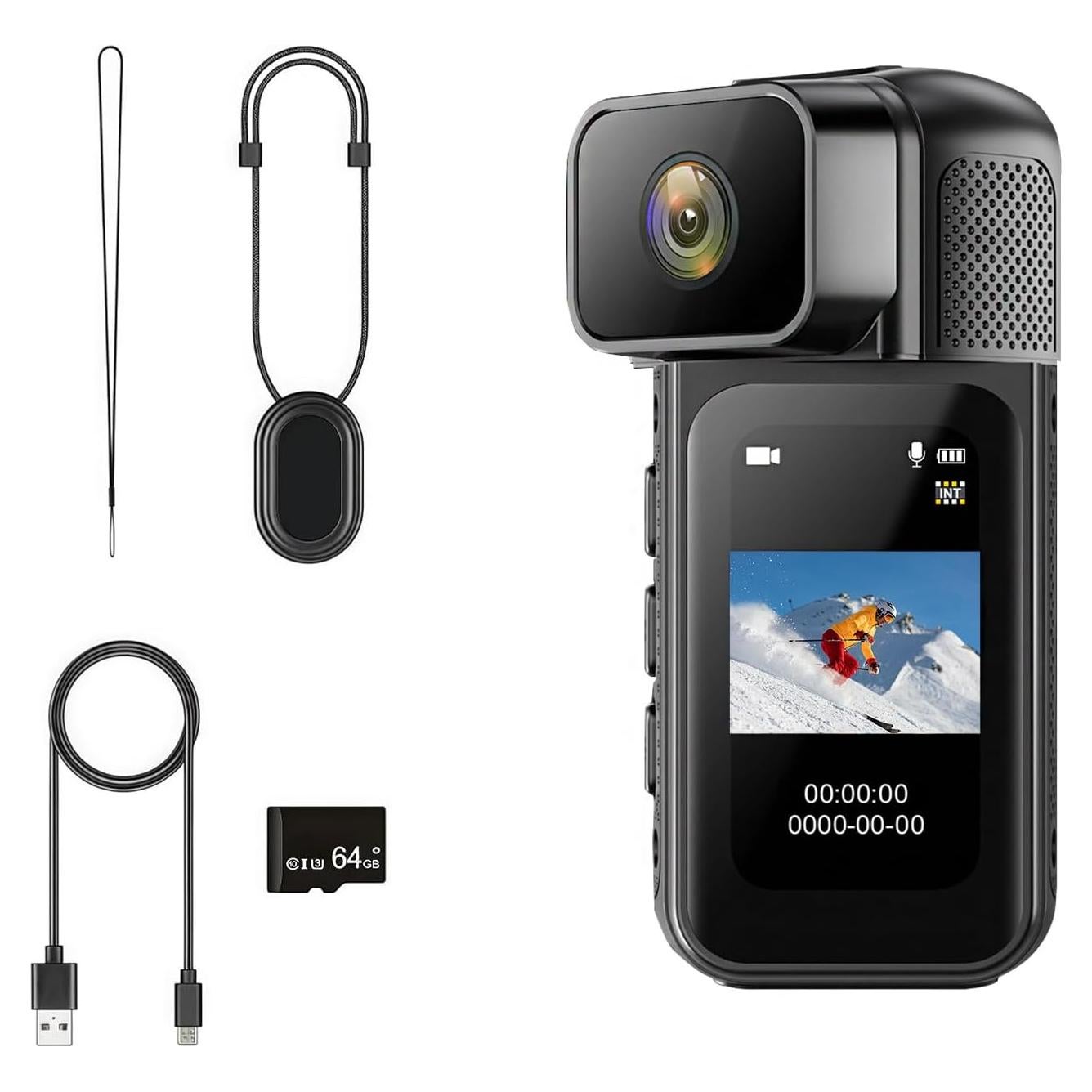 Cámara Corporal Mini 2.7K ANGELOYANG S80 con WiFi y Pantalla HD