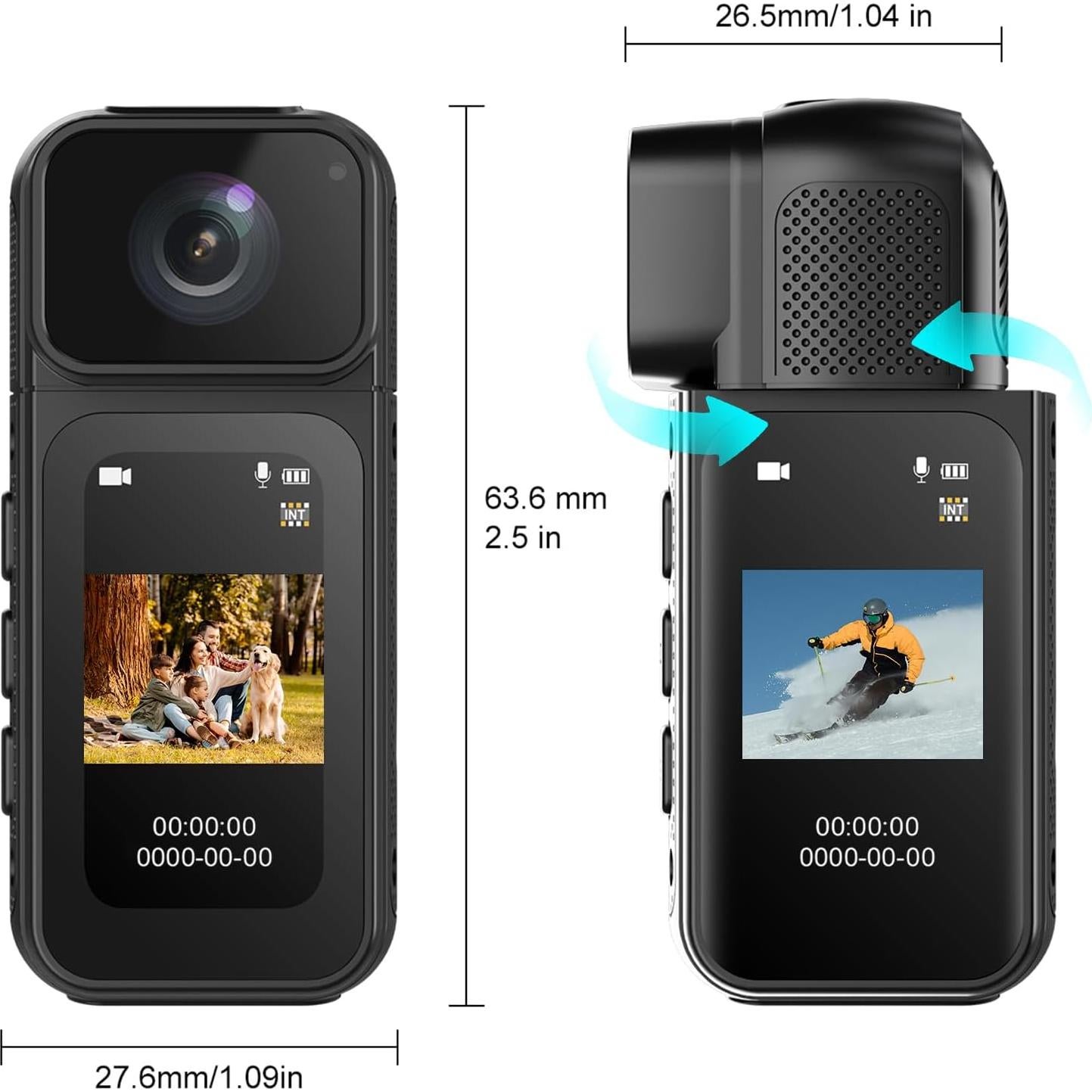 Cámara Corporal Mini 2.7K ANGELOYANG S80 con WiFi y Pantalla HD