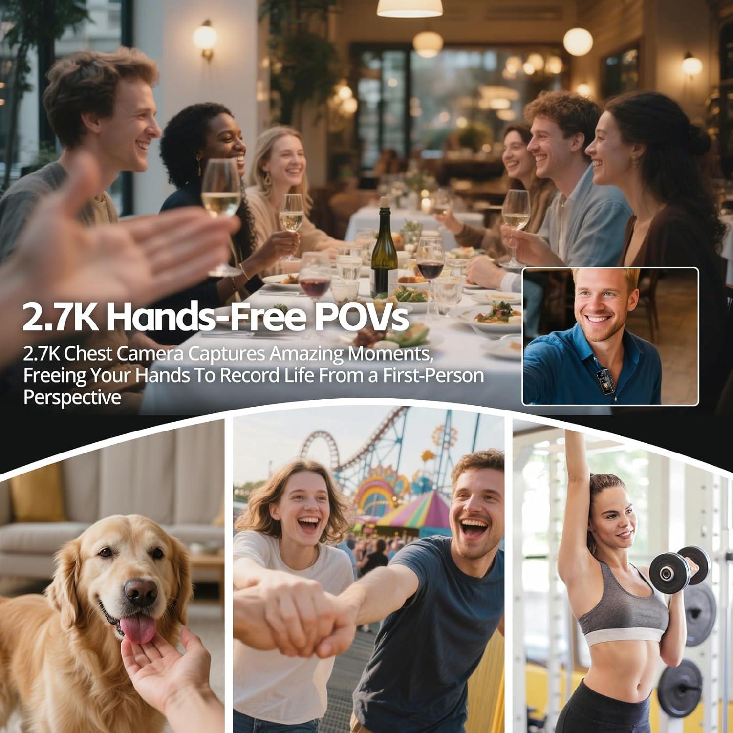 Cámara Corporal Mini 2.7K ANGELOYANG S80 con WiFi y Pantalla HD