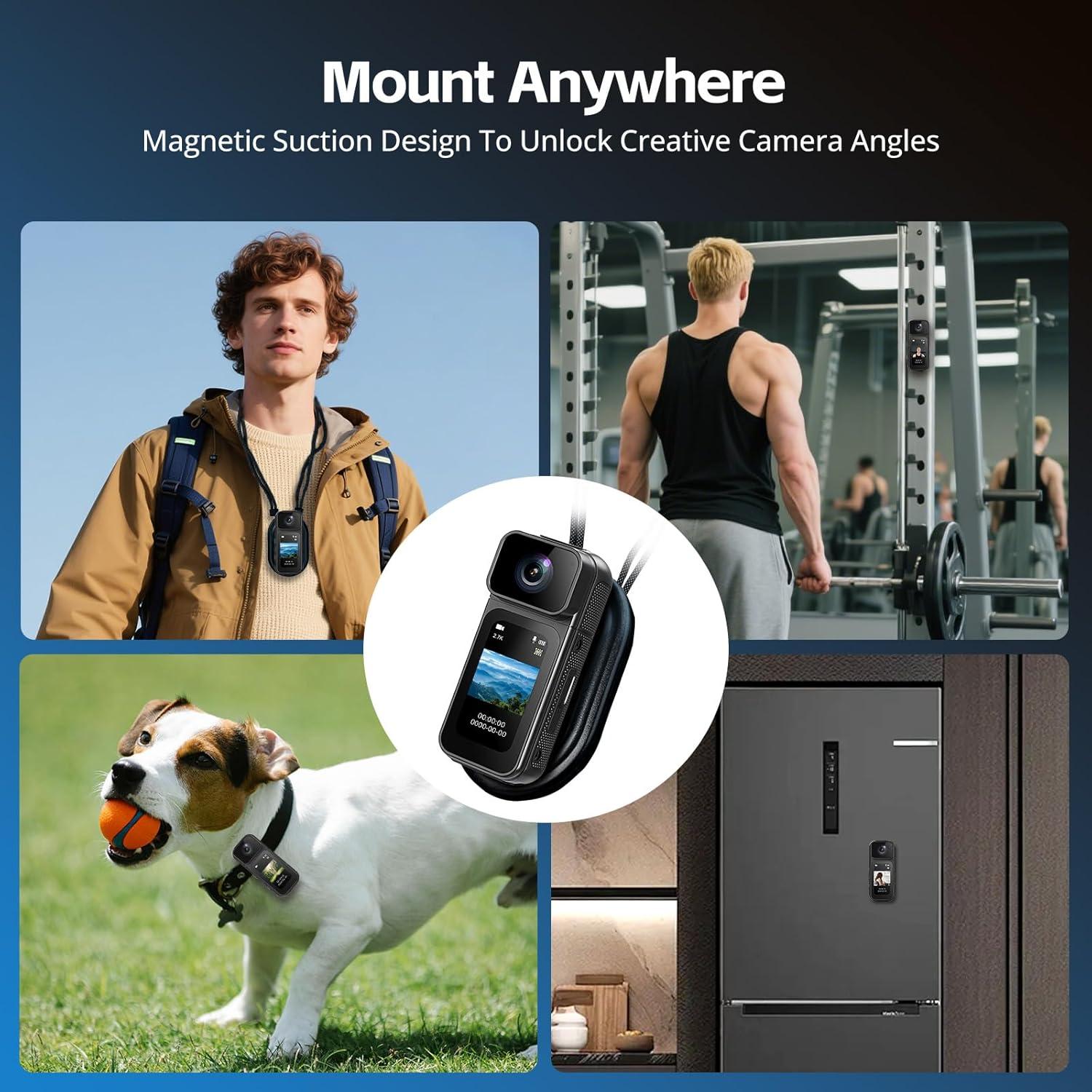 Cámara Corporal Mini 2.7K ANGELOYANG S80 con WiFi y Pantalla HD